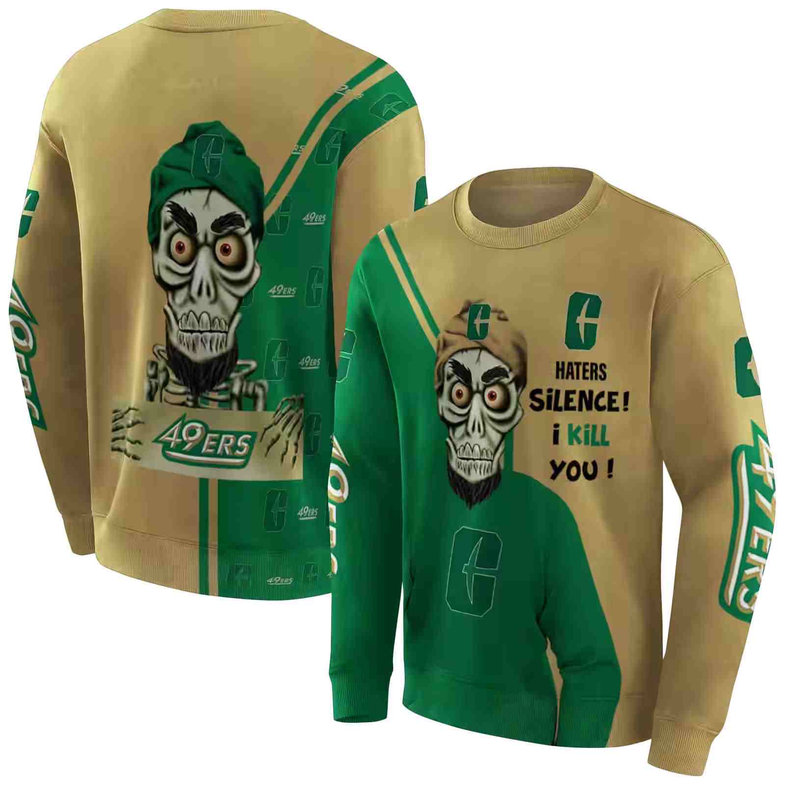 charlotte 49ers achmed skull green hoodie premium grade