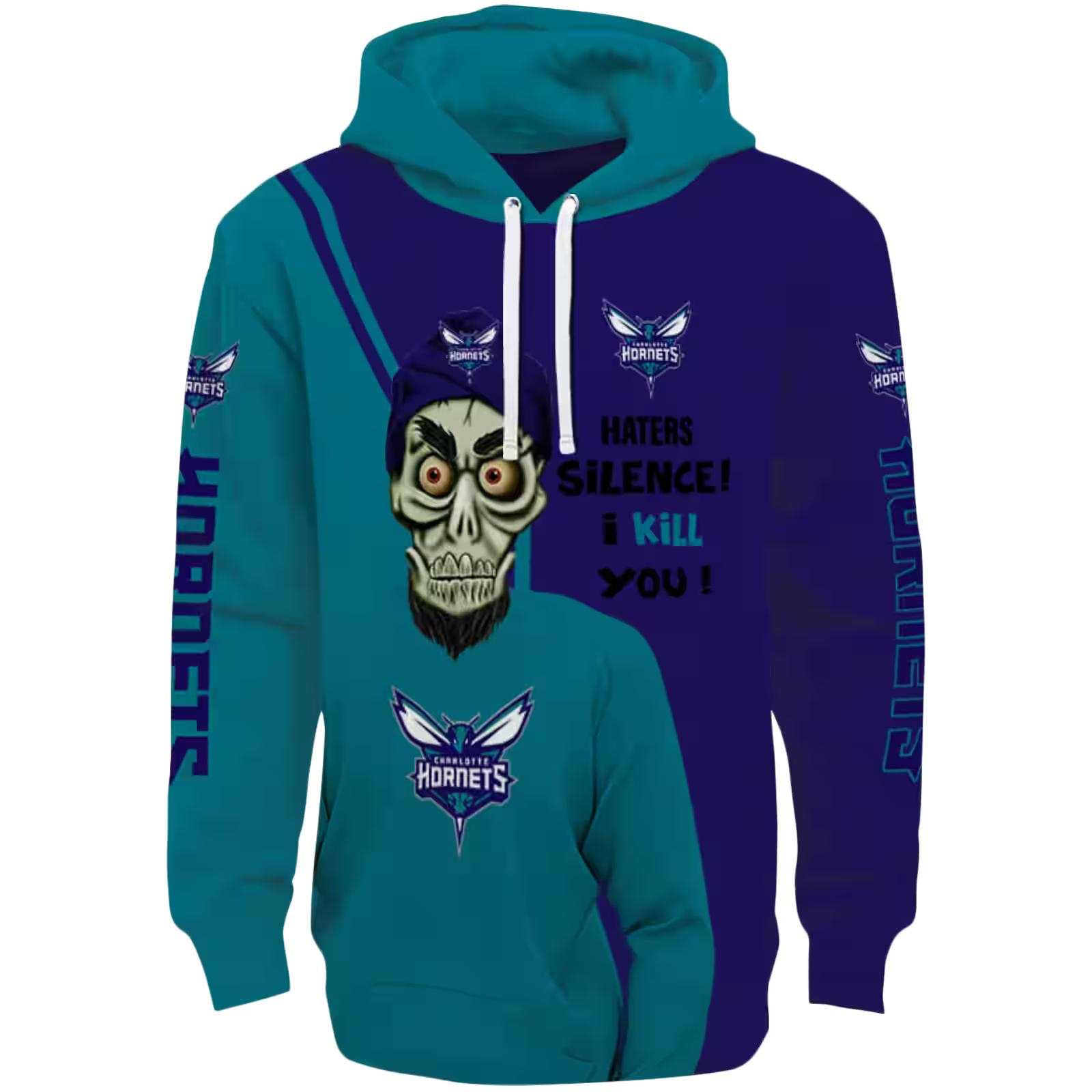 Charlotte Hornets Achmed Skull Teal Hoodie