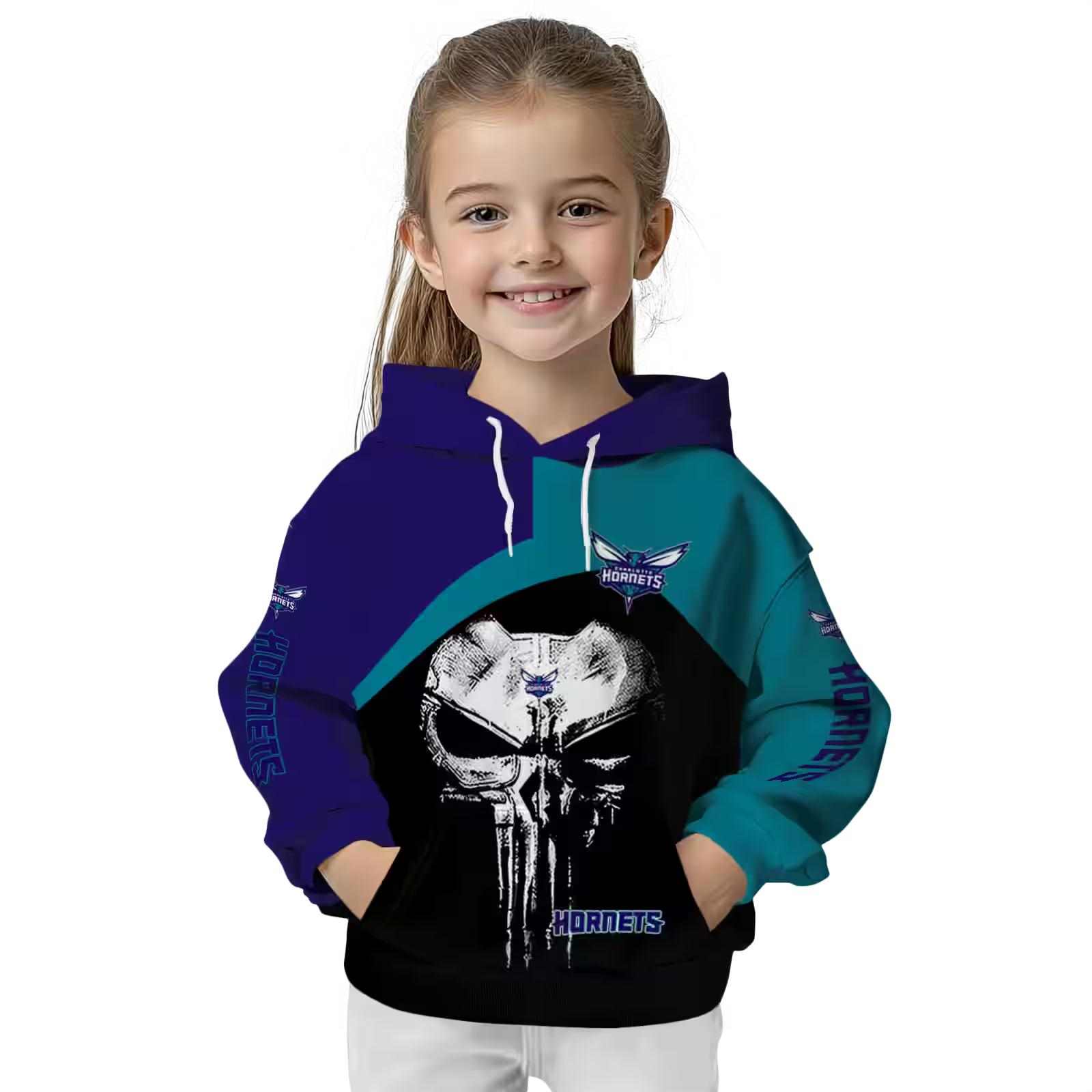 charlotte hornets skull punisher purple black hoodie top rated