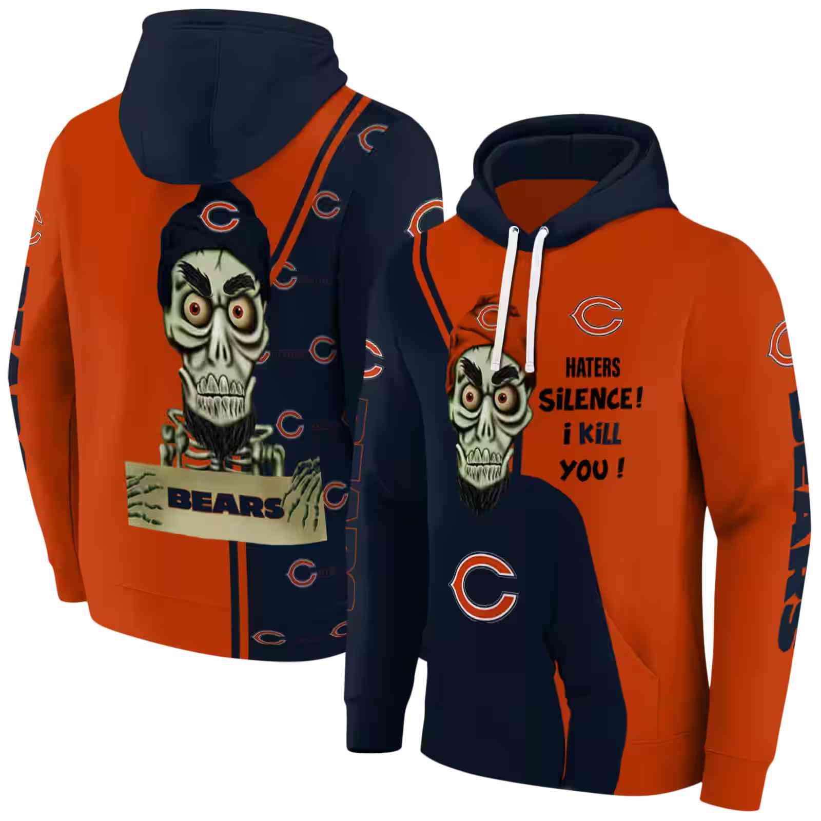 chicago bears achmed skull blue hoodie fashion forward