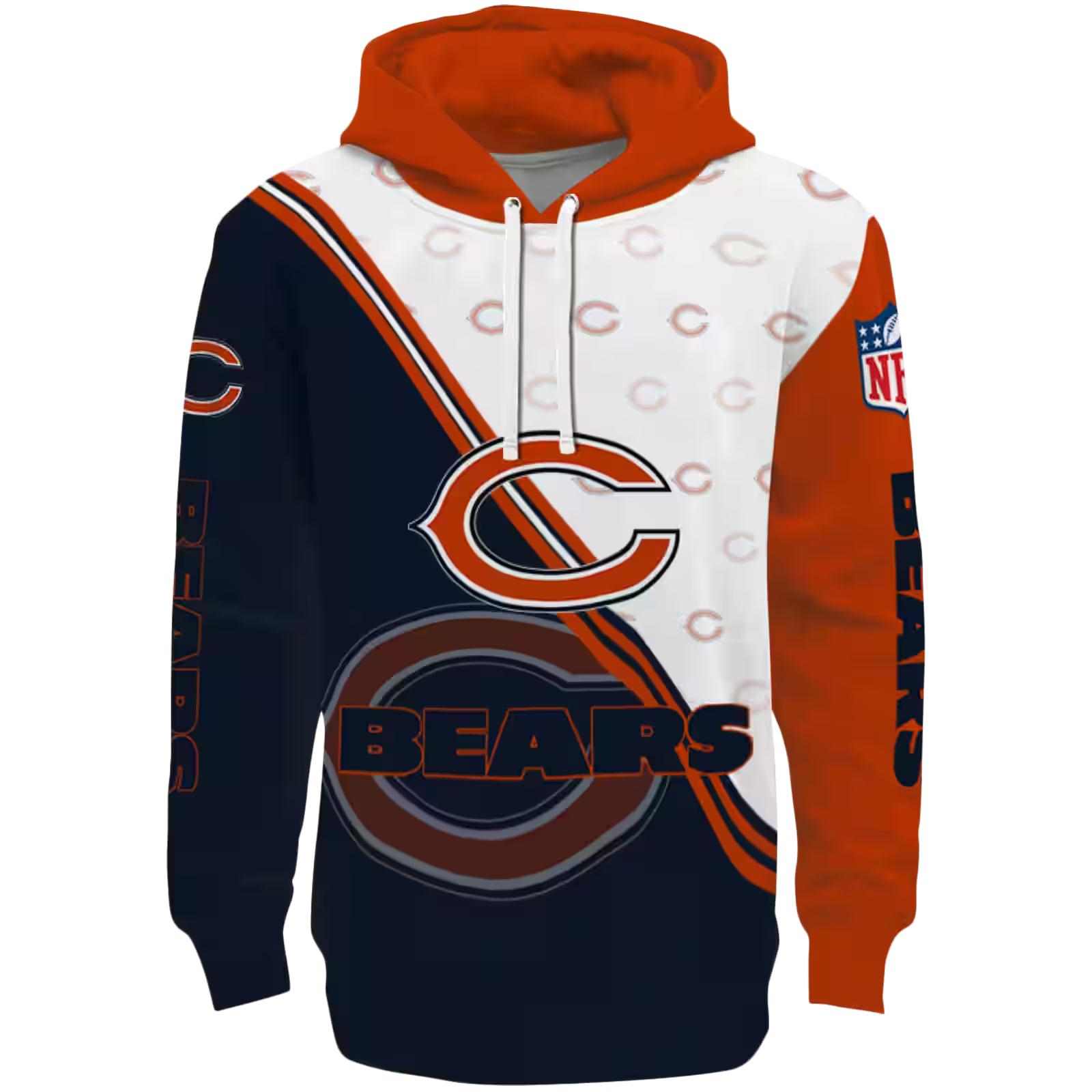 Chicago Bears Diagonal Stripe Blue White Hoodie