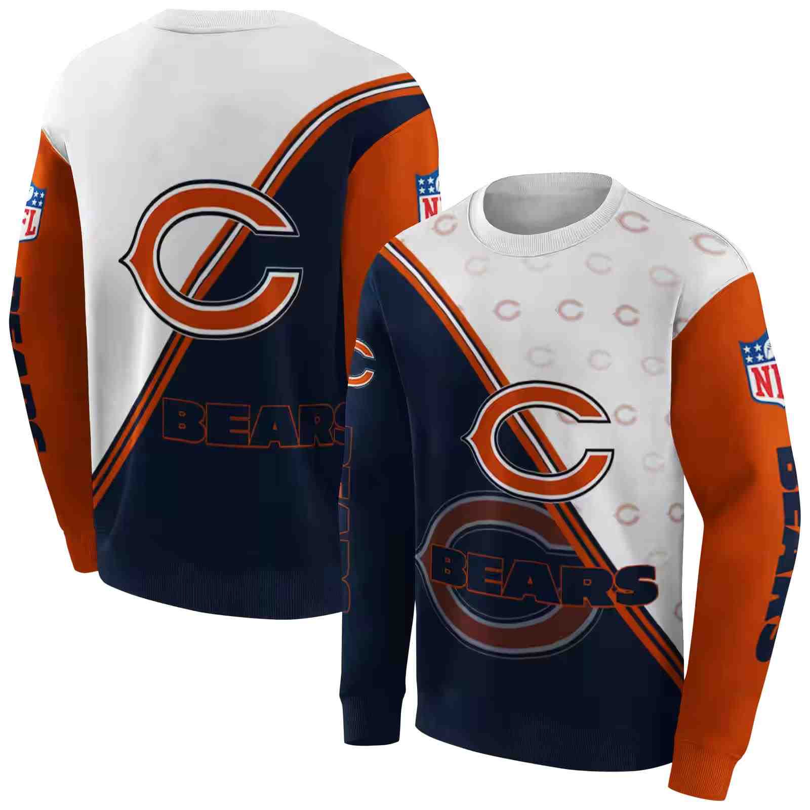 chicago bears diagonal stripe blue white hoodie premium grade