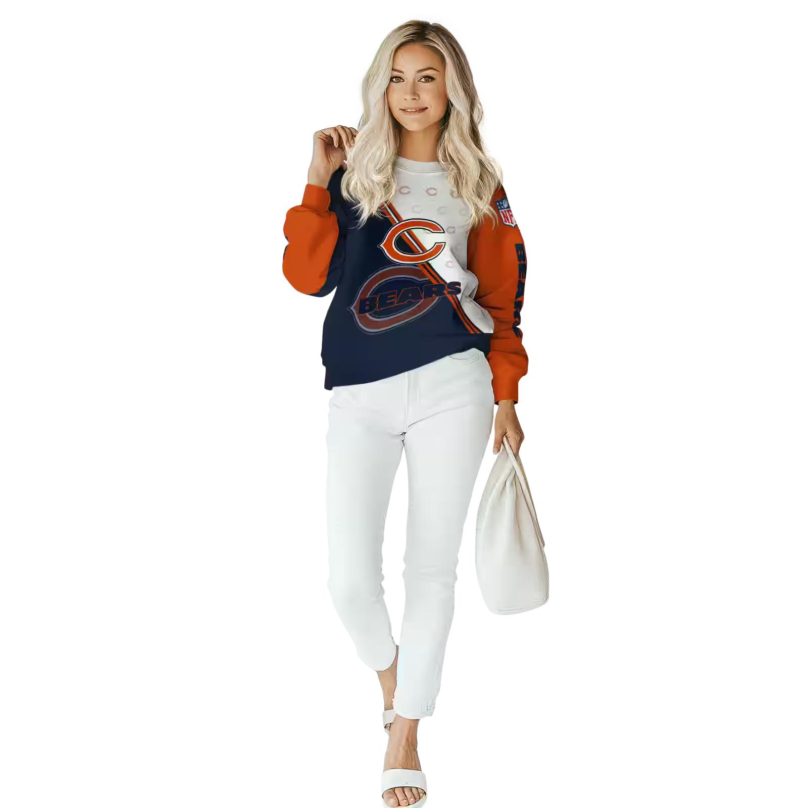 chicago bears diagonal stripe blue white hoodie trendy