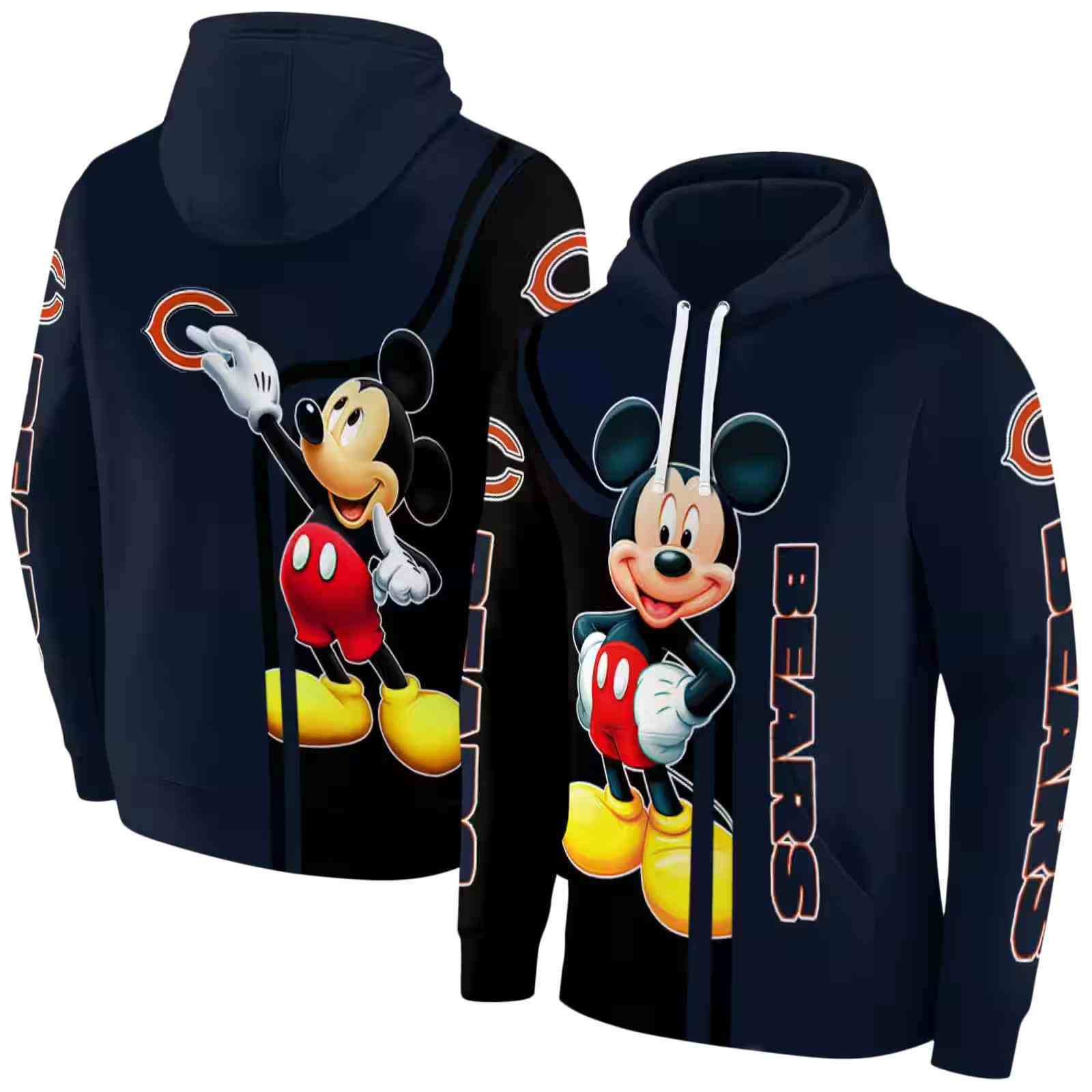 chicago bears mickey mouse blue black hoodie fashion forward