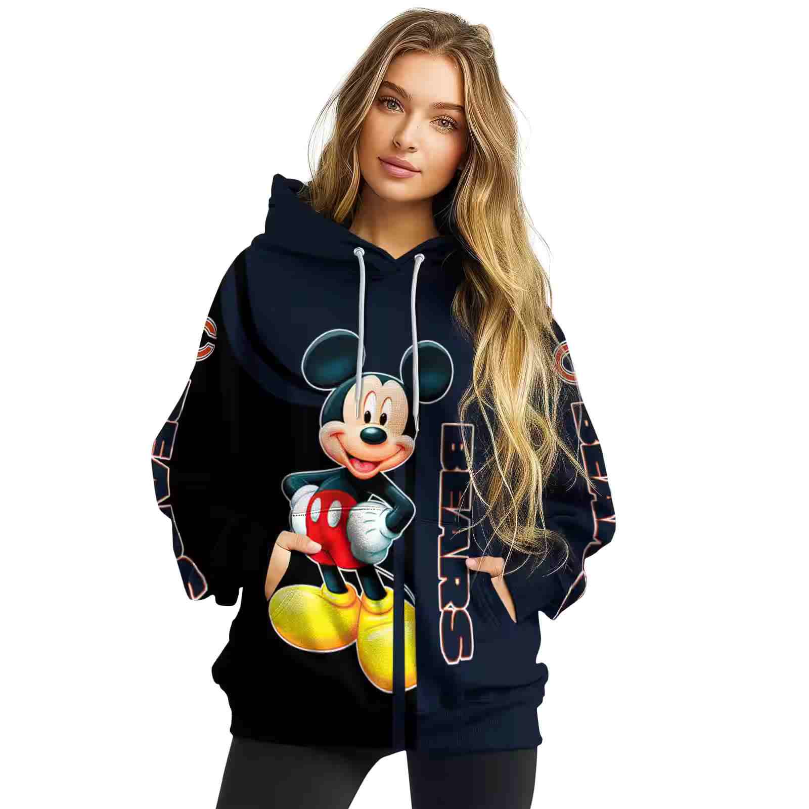 chicago bears mickey mouse blue black hoodie high quality