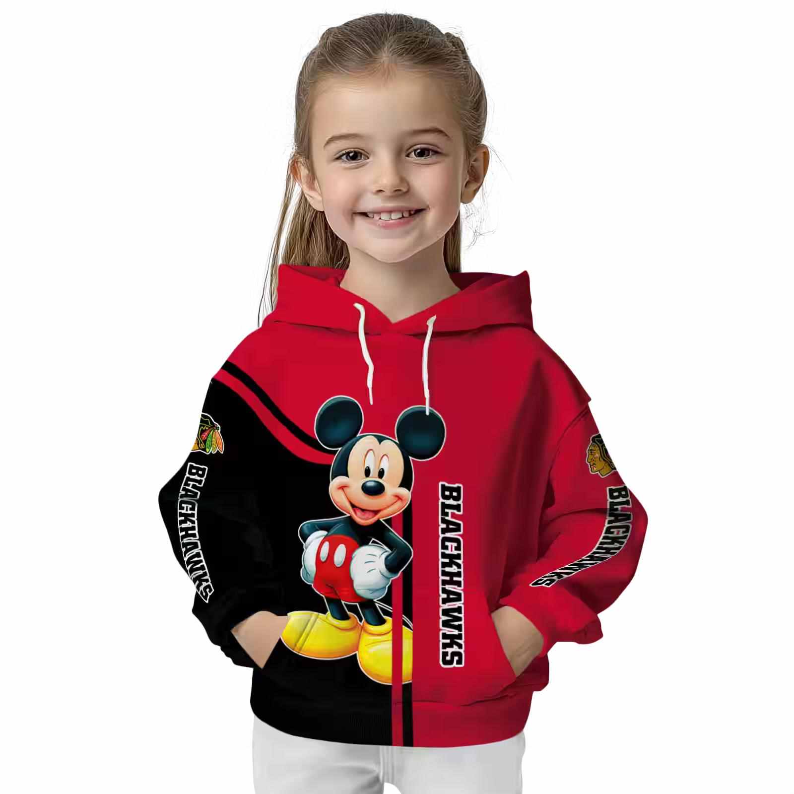 chicago blackhawks mickey mouse red black hoodie top rated