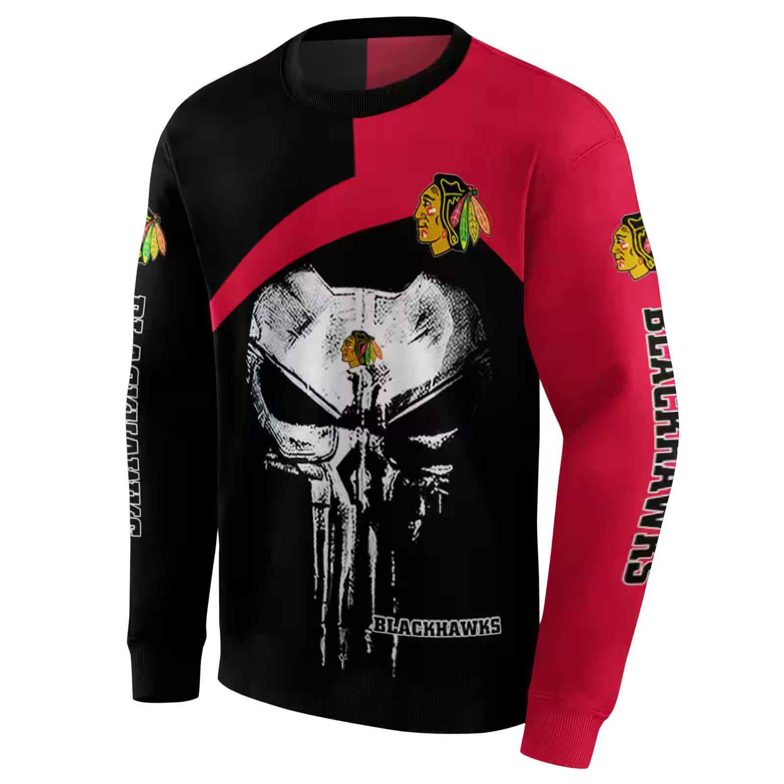 chicago blackhawks skull punisher black hoodie new arrival