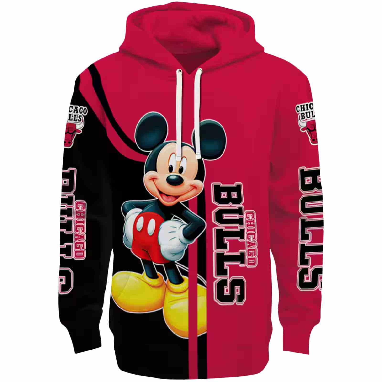 Chicago Bulls Mickey Mouse Red Black Hoodie