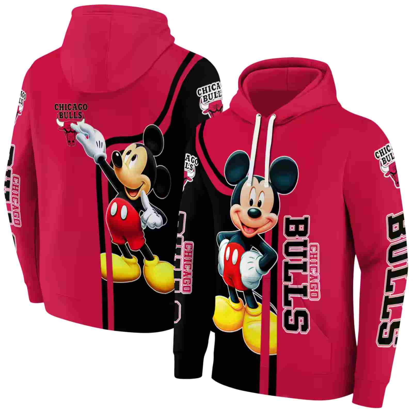 chicago bulls mickey mouse red black hoodie fashion forward