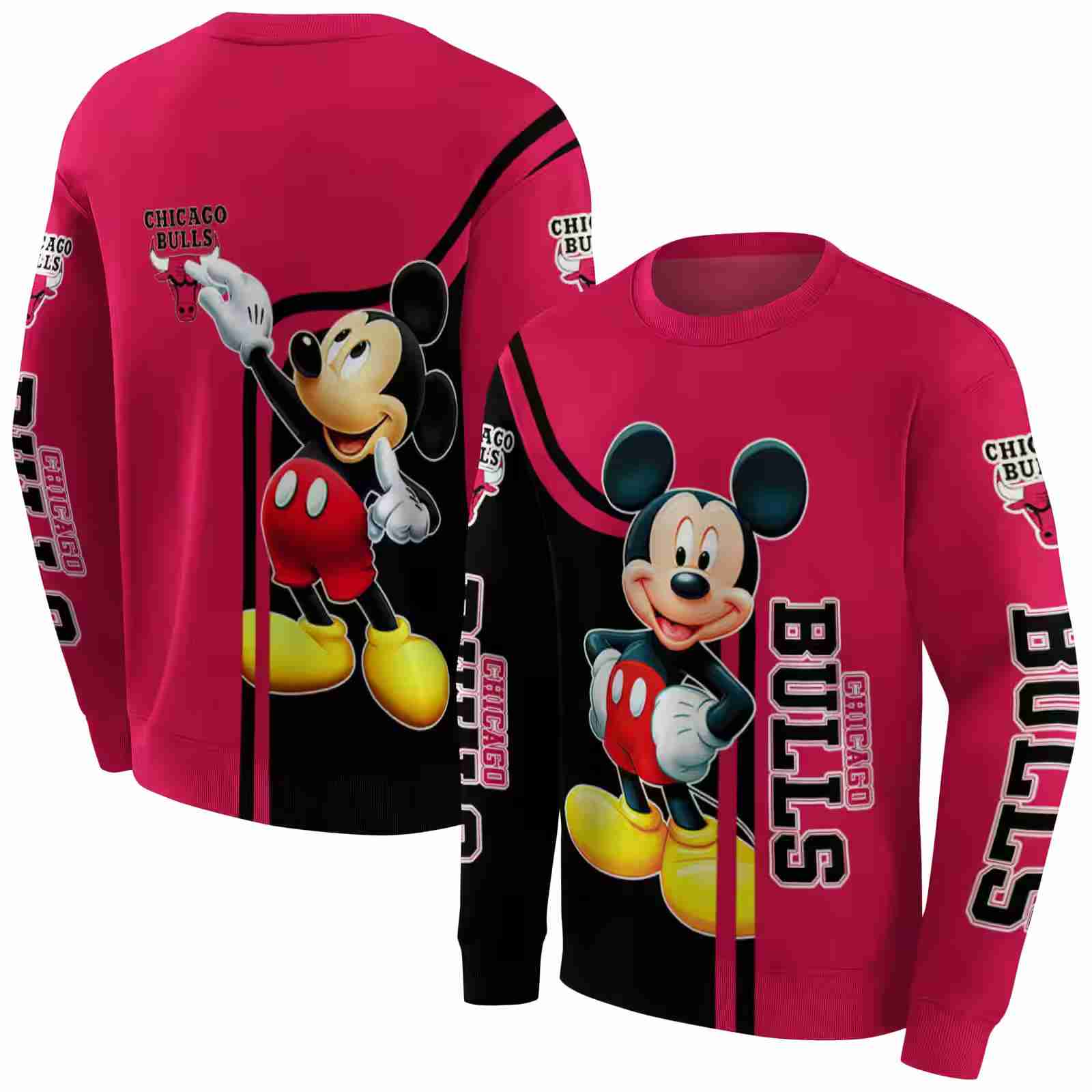 chicago bulls mickey mouse red black hoodie premium grade