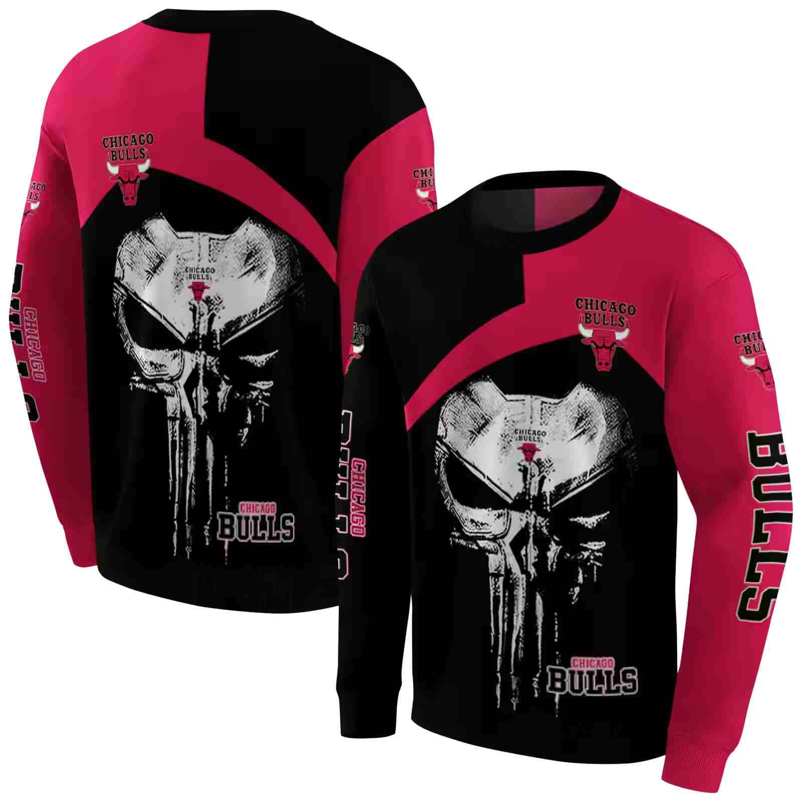 chicago bulls skull punisher black hoodie premium grade