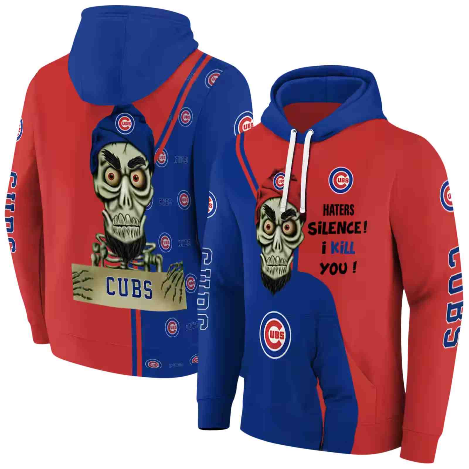 chicago cubs achmed skull blue hoodie fashion forward