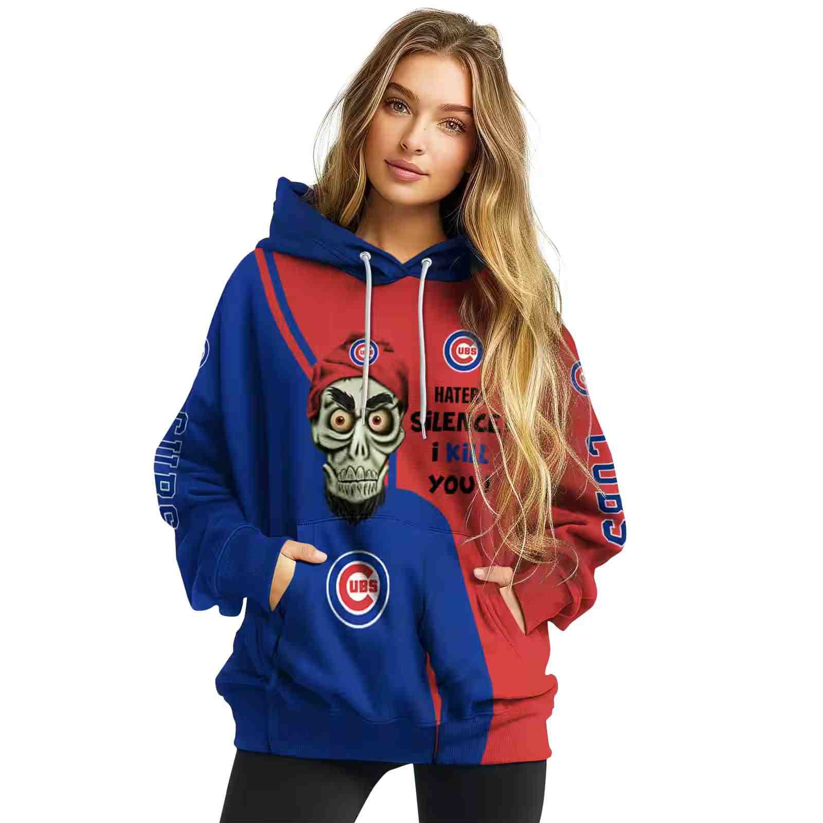 chicago cubs achmed skull blue hoodie high quality