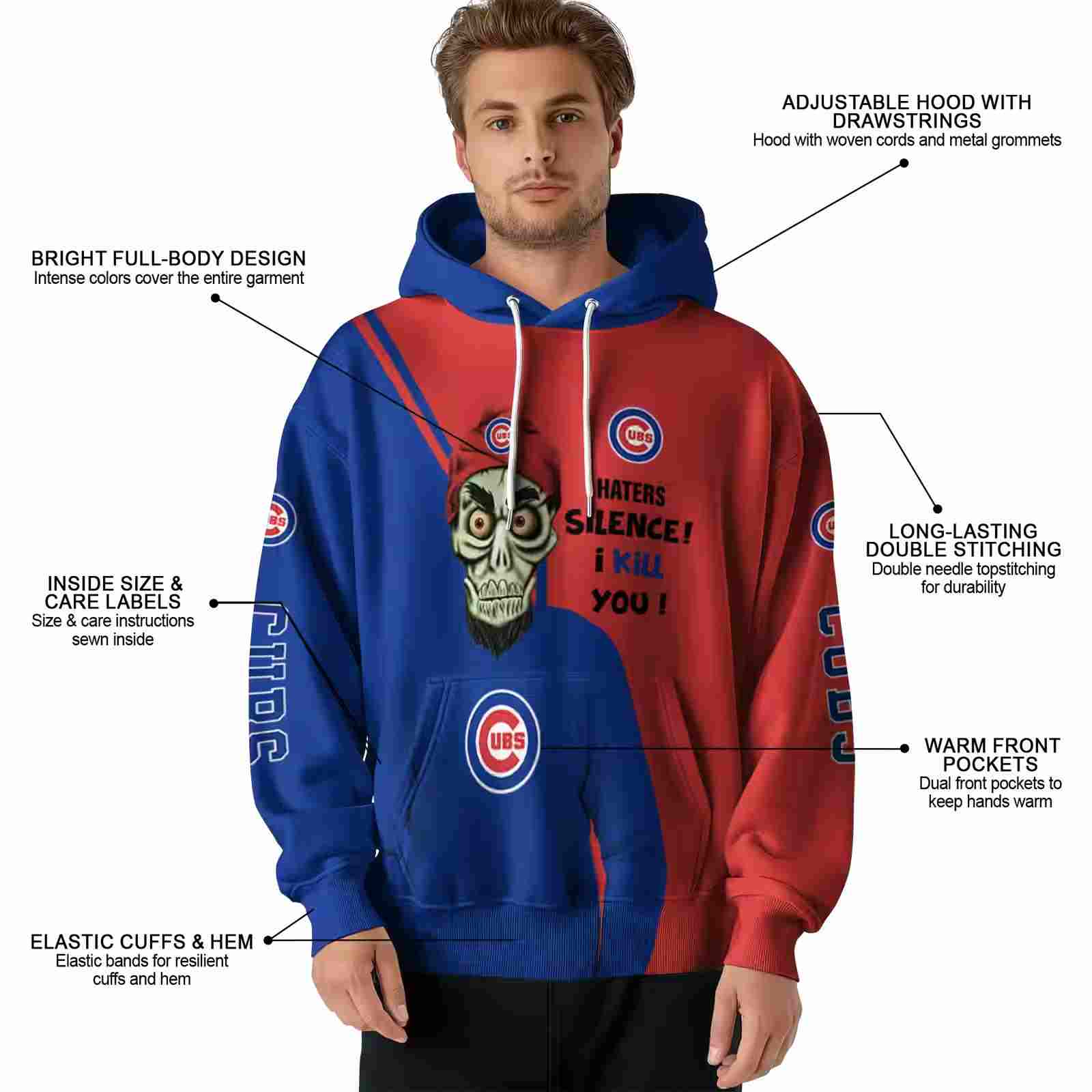 chicago cubs achmed skull blue hoodie latest model