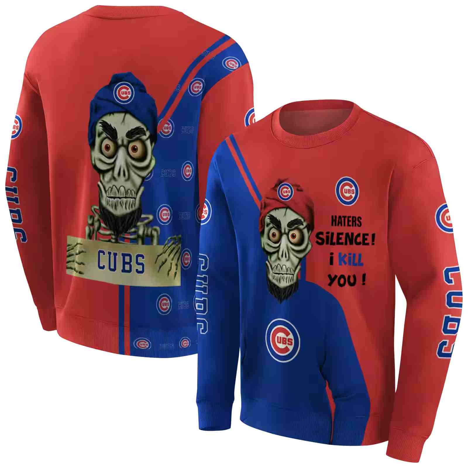 chicago cubs achmed skull blue hoodie premium grade