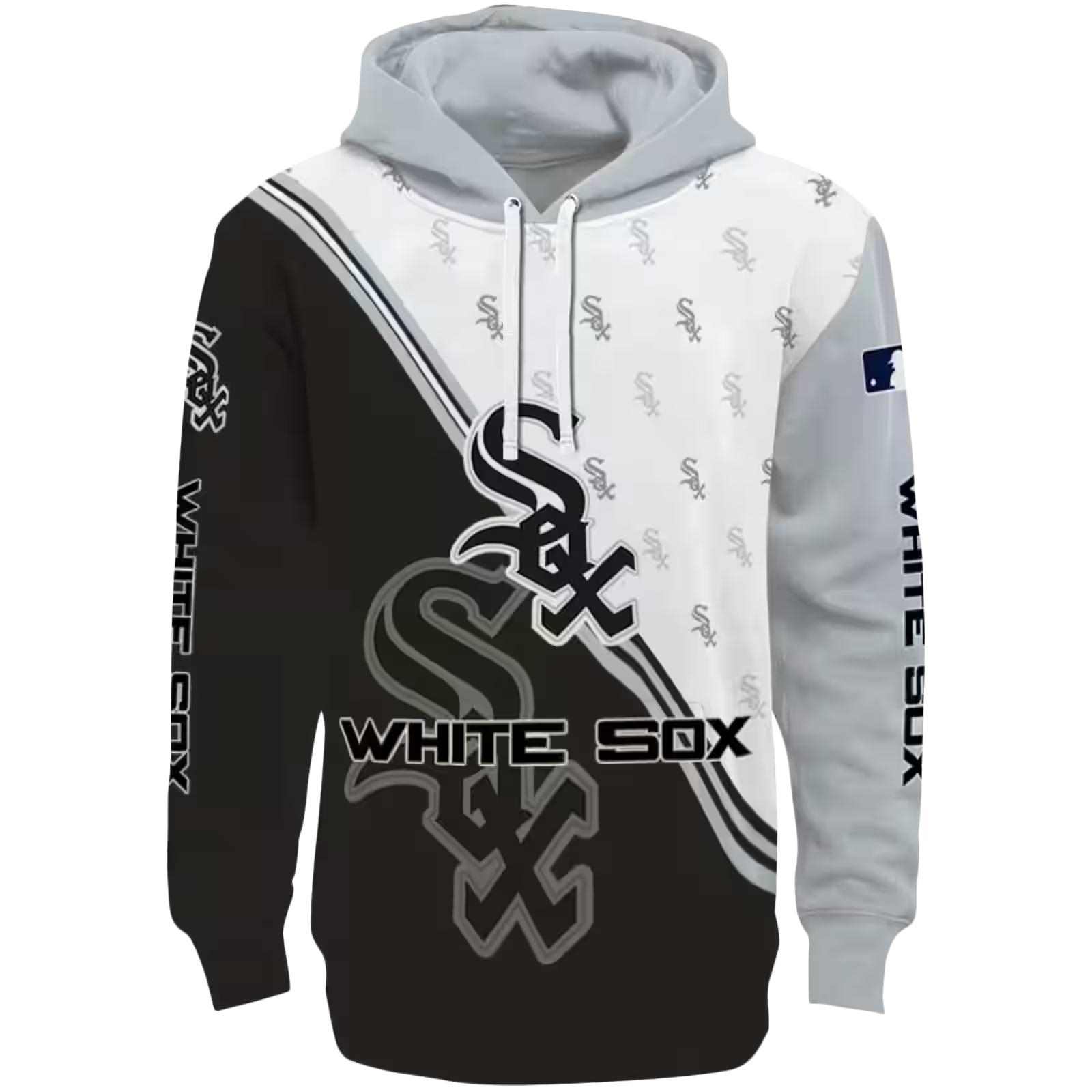 Chicago White Sox Diagonal Stripe Black White Hoodie