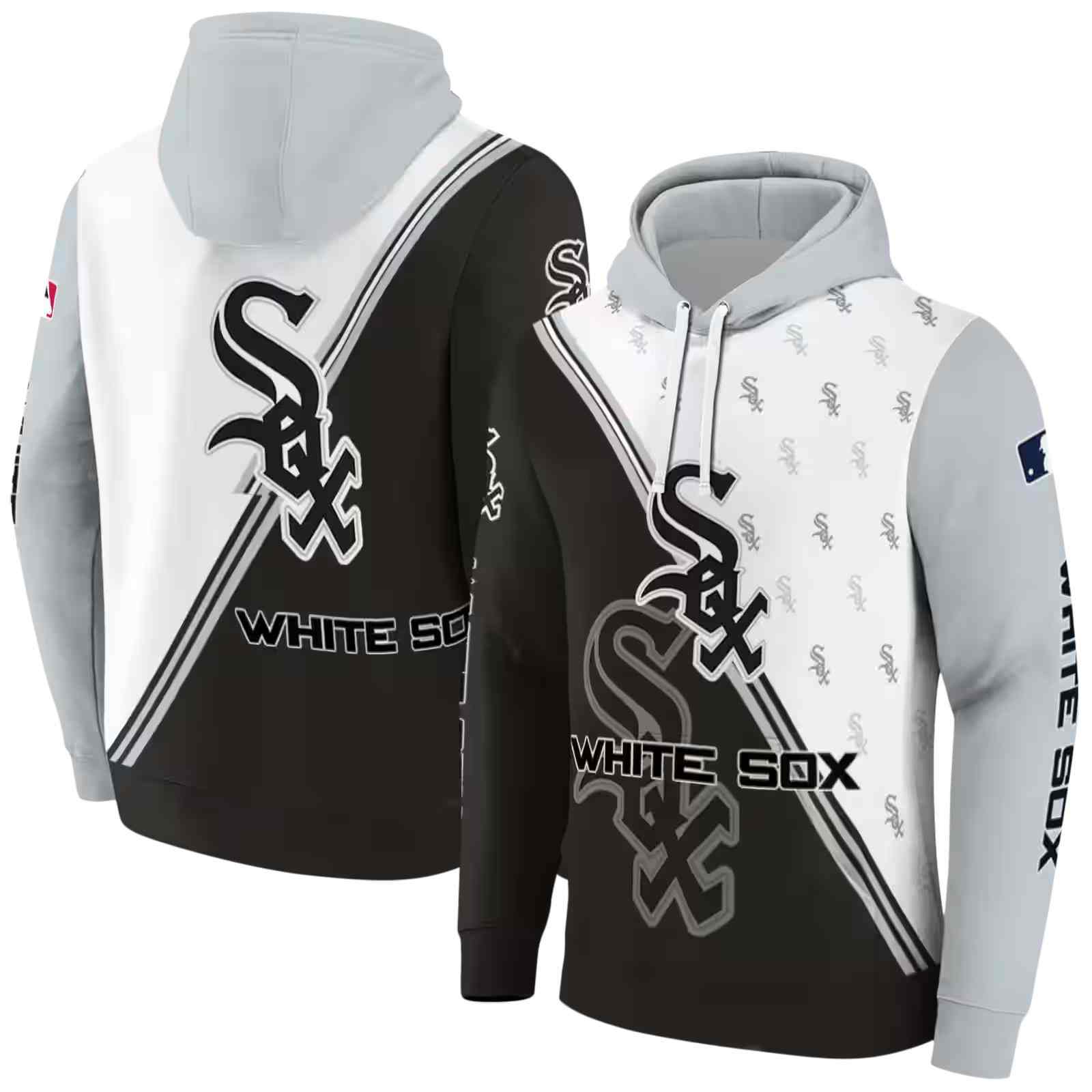 chicago white sox diagonal stripe black white hoodie fashion forward