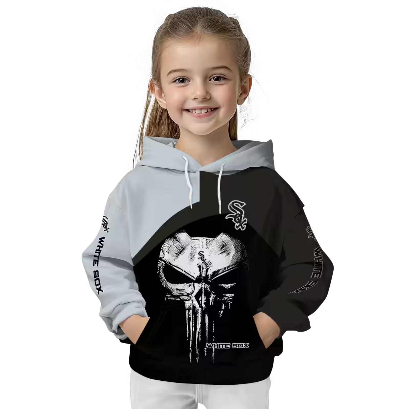 chicago white sox skull punisher silver black hoodie top rated