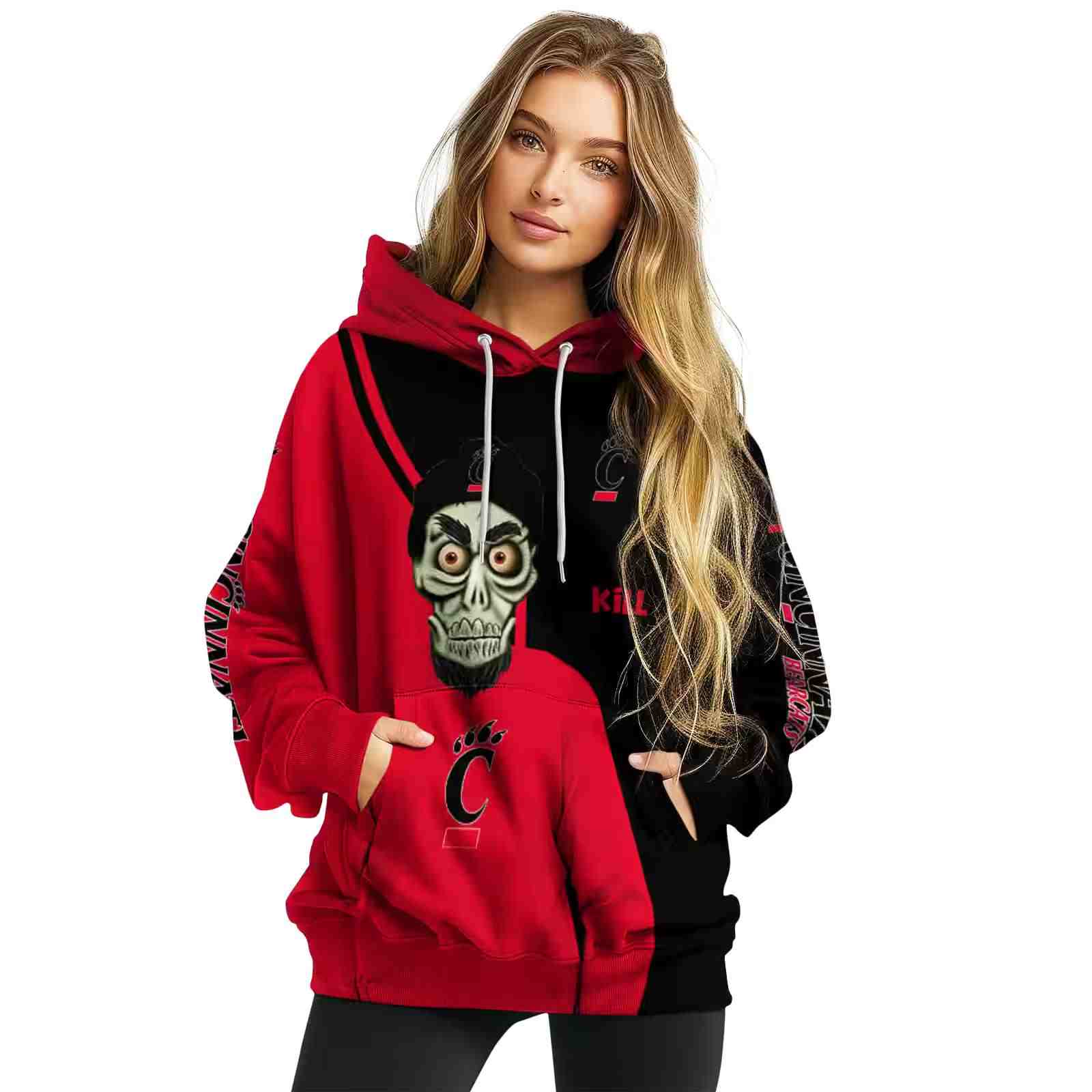 cincinnati bearcats achmed skull red hoodie high quality