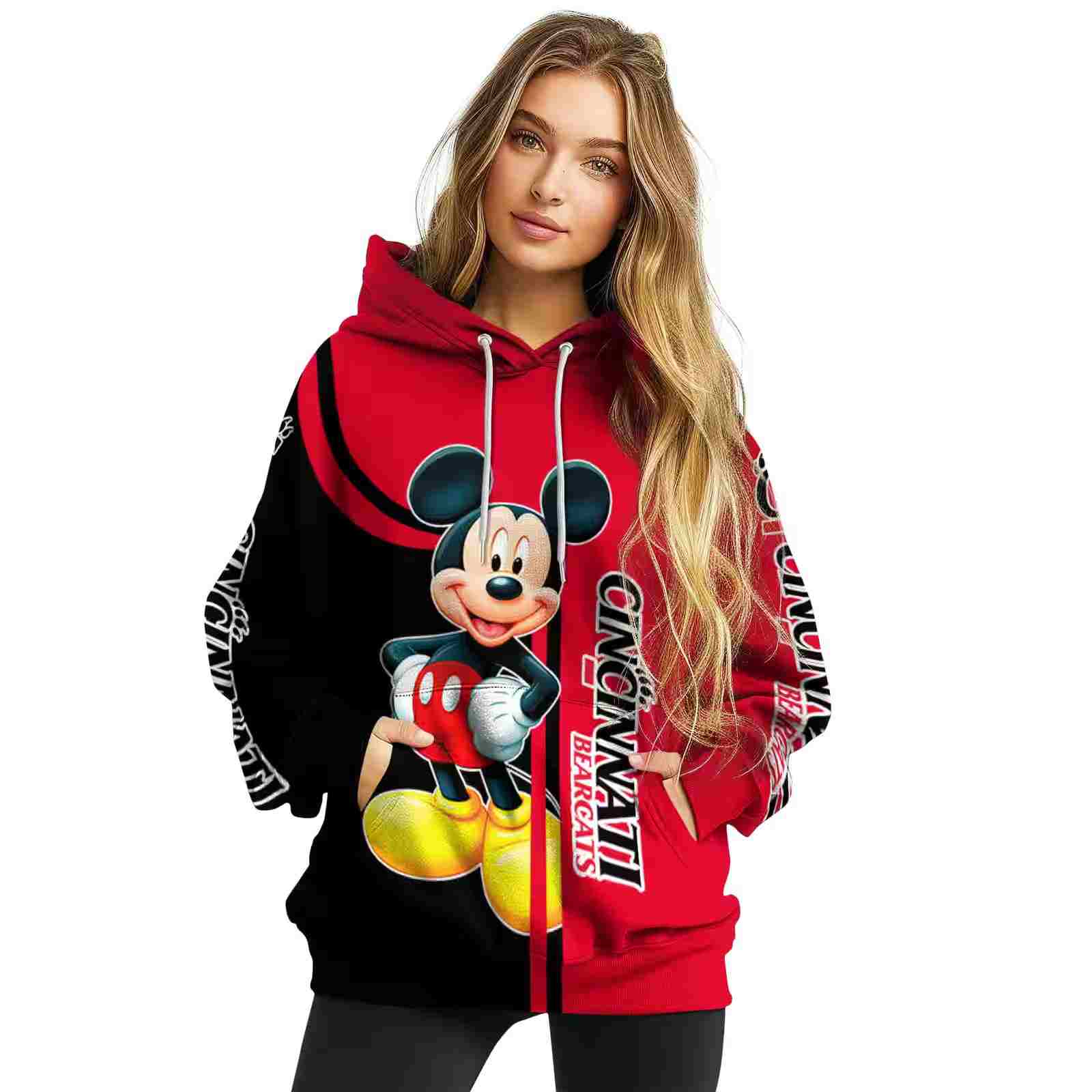 cincinnati bearcats mickey mouse red black hoodie high quality