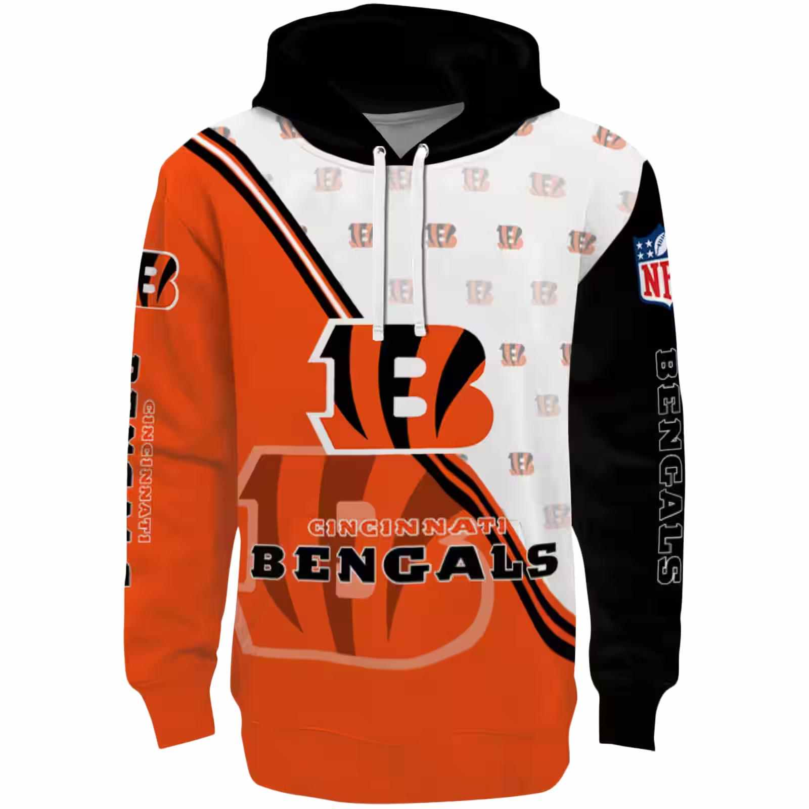 Cincinnati Bengals Diagonal Stripe Orange White Hoodie