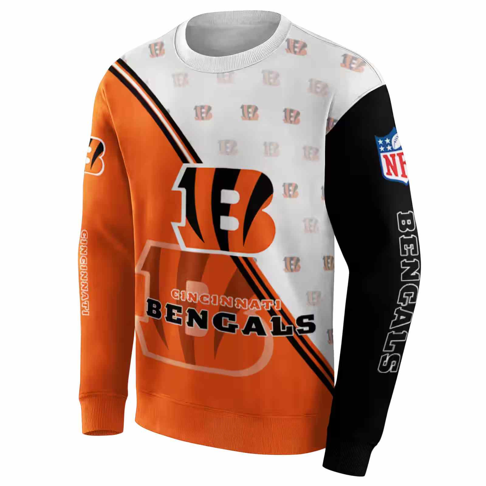 cincinnati bengals diagonal stripe orange white hoodie new arrival