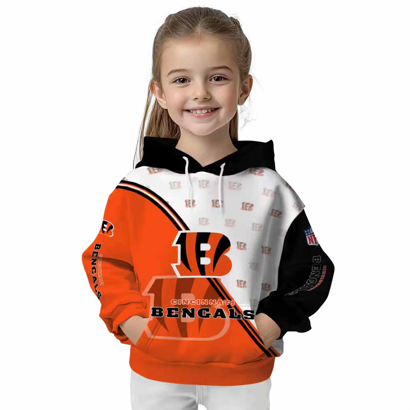 cincinnati bengals diagonal stripe orange white hoodie top rated