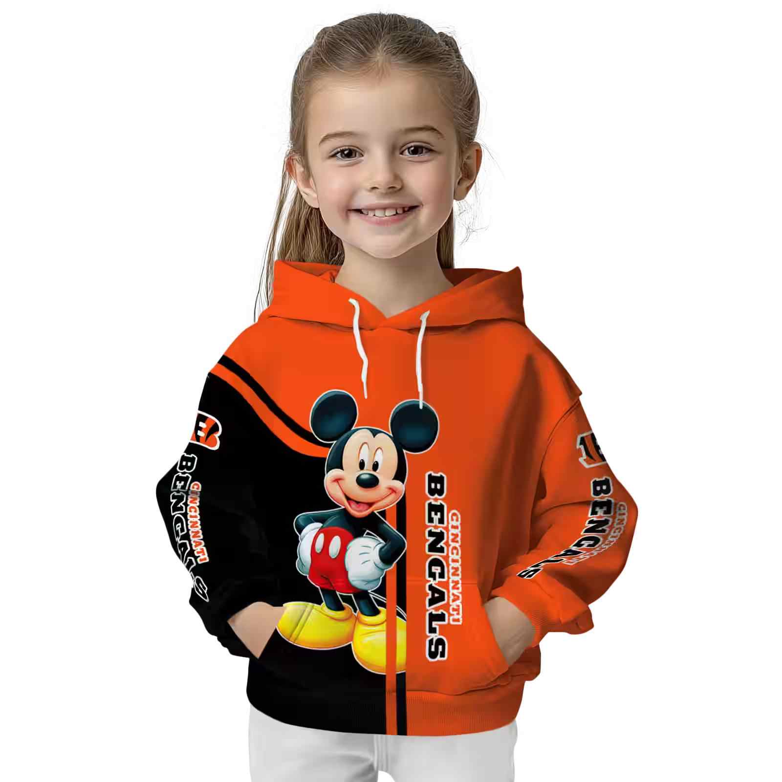 cincinnati bengals mickey mouse orange black hoodie top rated