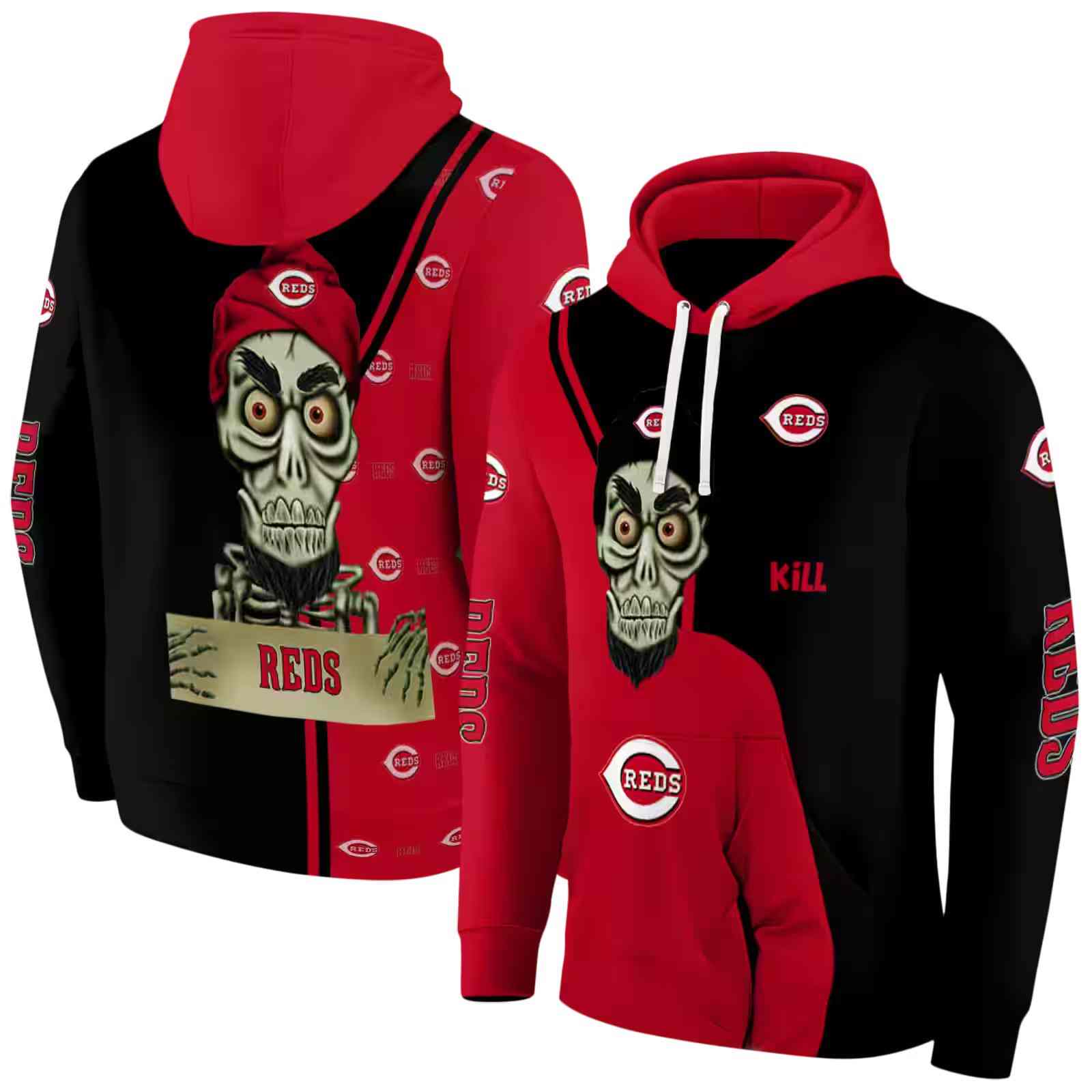 cincinnati reds achmed skull red hoodie fashion forward