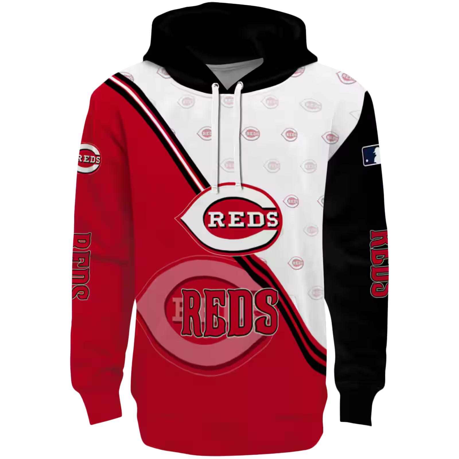 Cincinnati Reds Diagonal Stripe Red White Hoodie