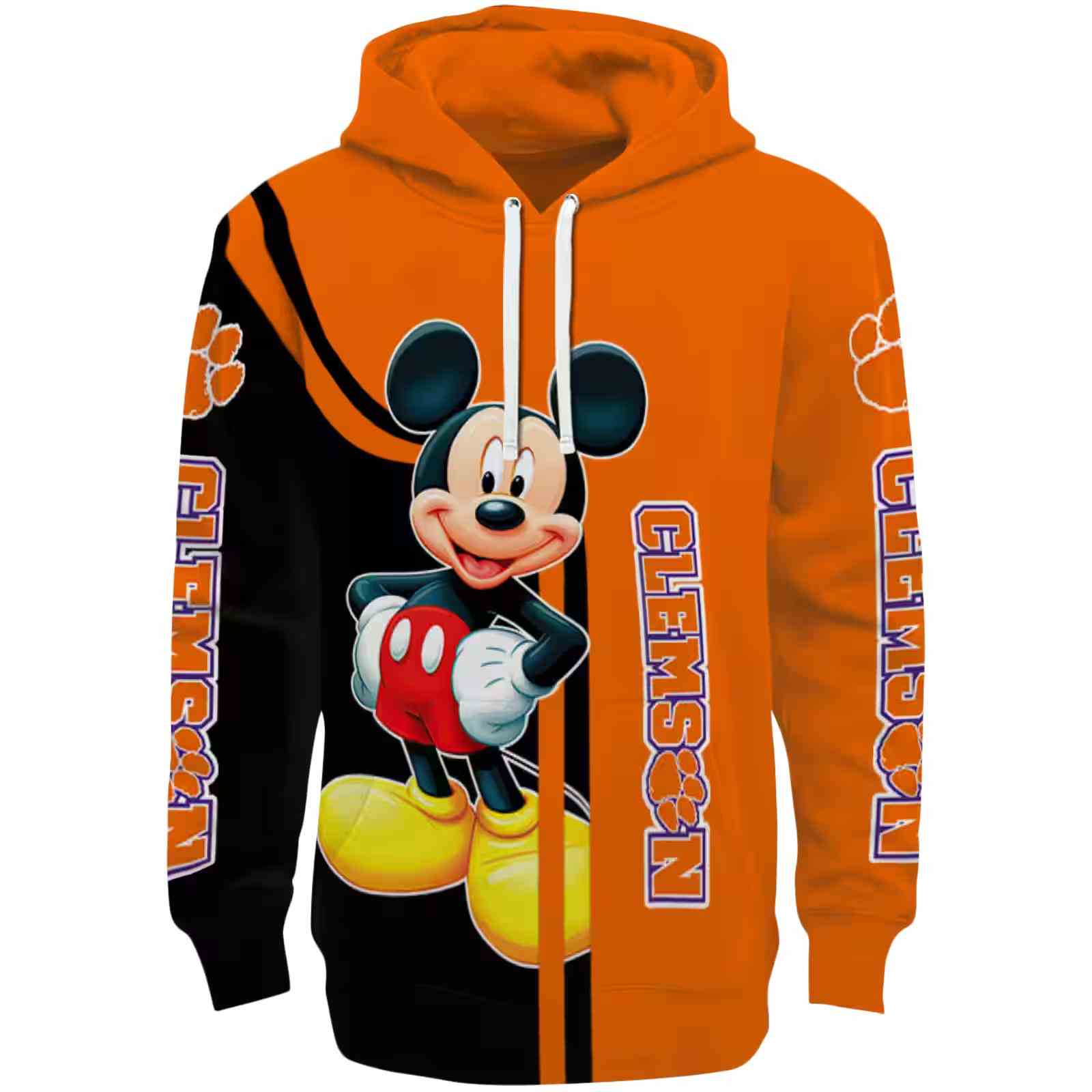 Clemson Tigers Mickey Mouse Orange Black Hoodie