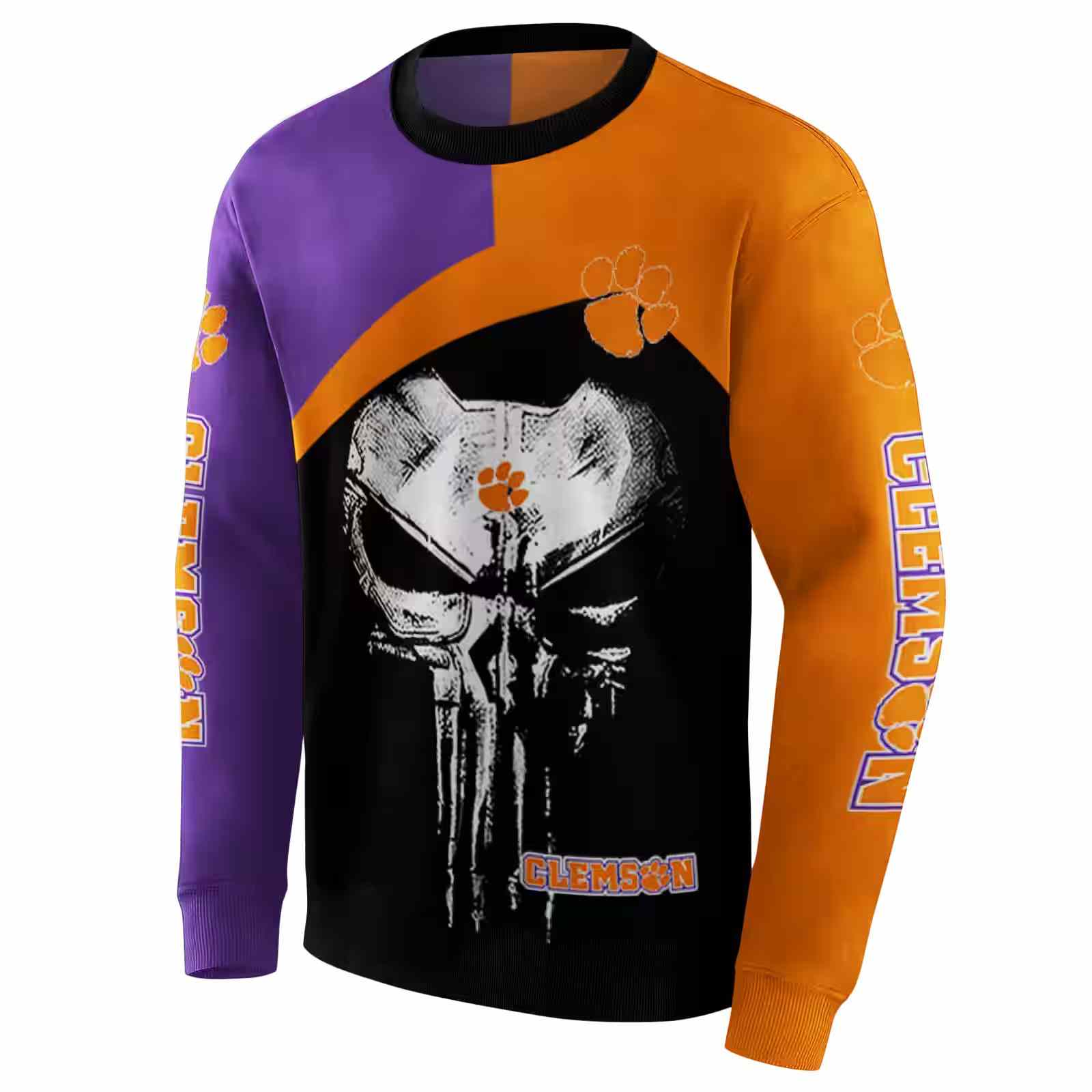 clemson tigers skull punisher purple black hoodie new arrival