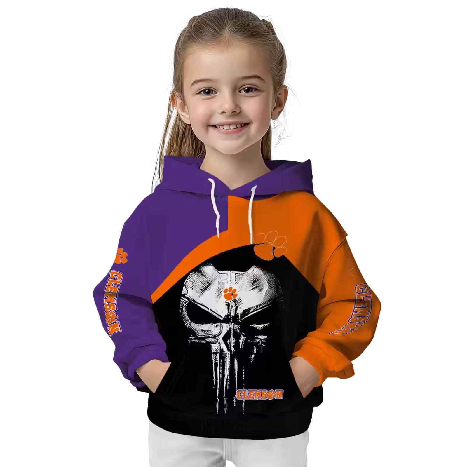 clemson tigers skull punisher purple black hoodie top rated