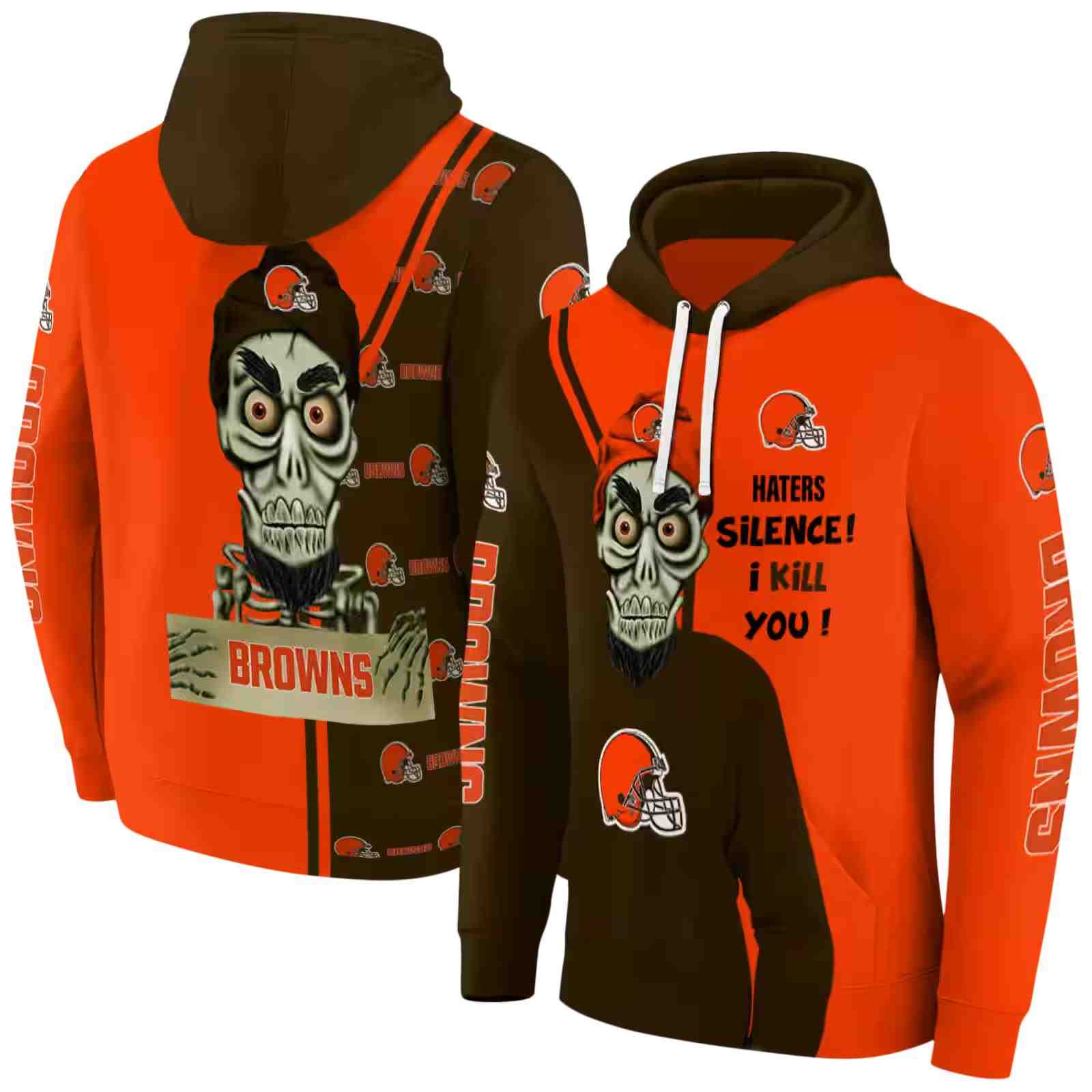 cleveland browns achmed skull brown hoodie fashion forward