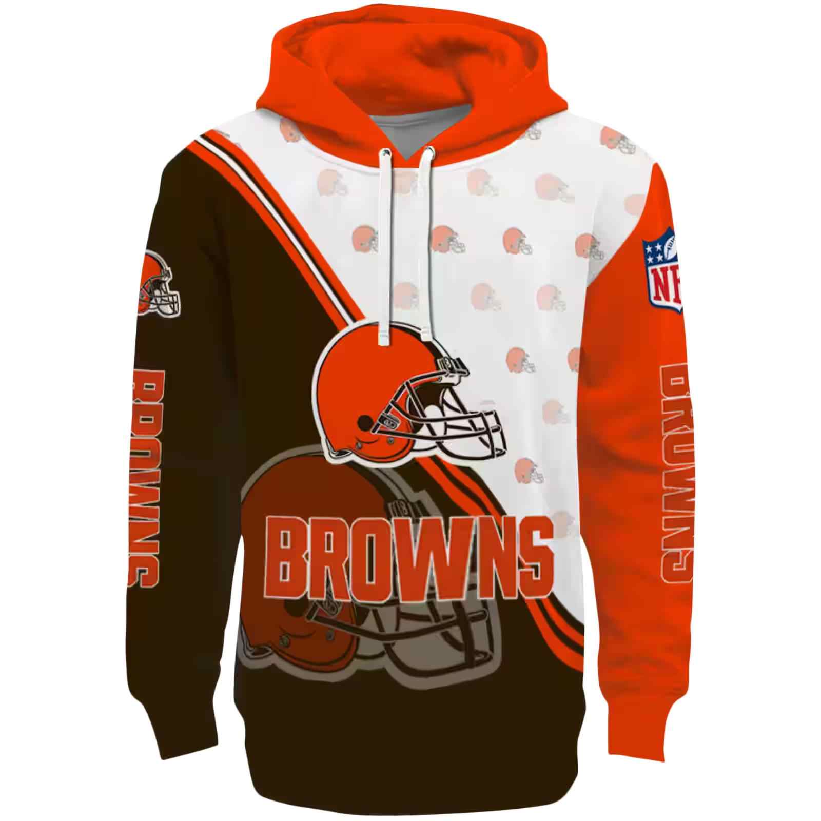 Cleveland Browns Diagonal Stripe Brown White Hoodie