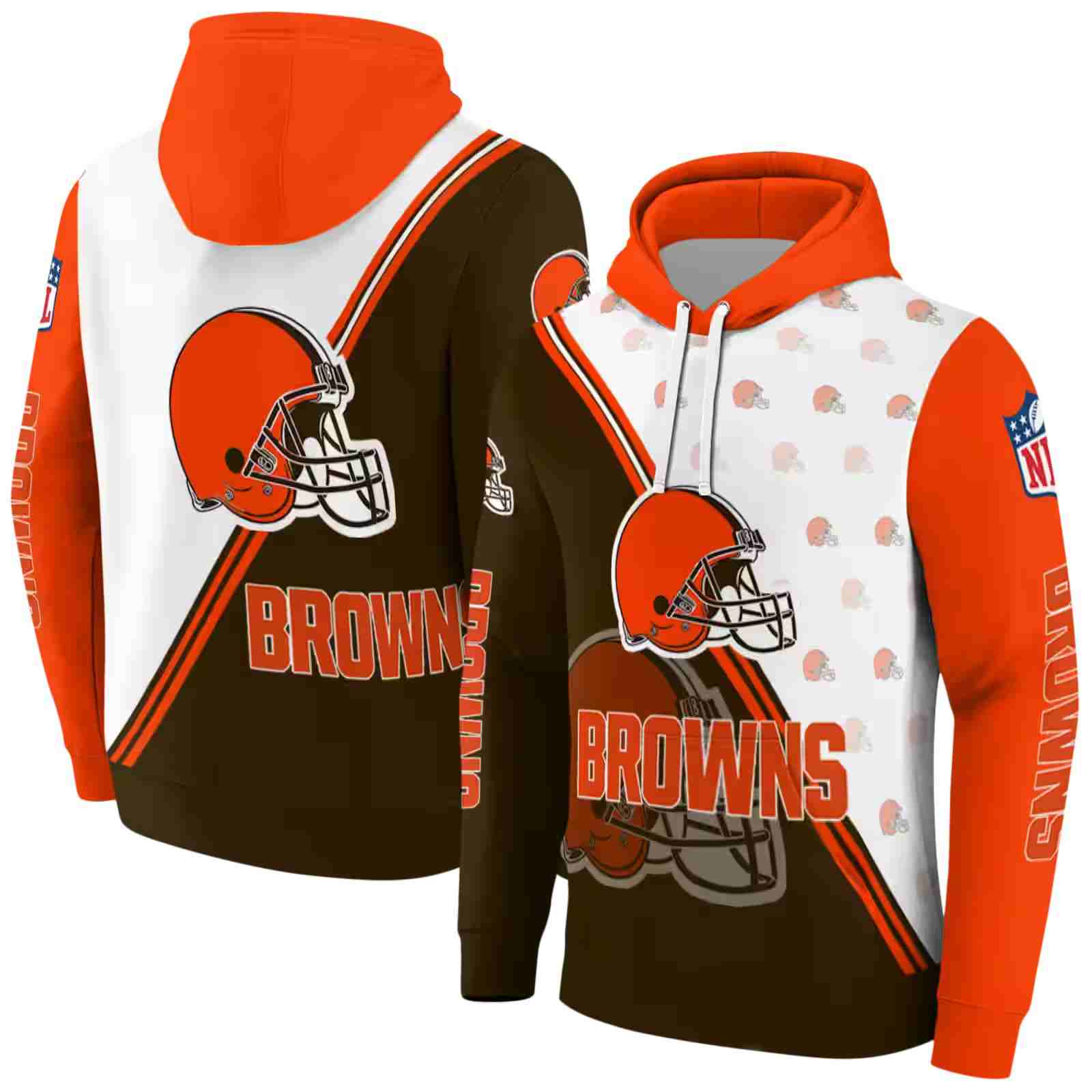 cleveland browns diagonal stripe brown white hoodie fashion forward