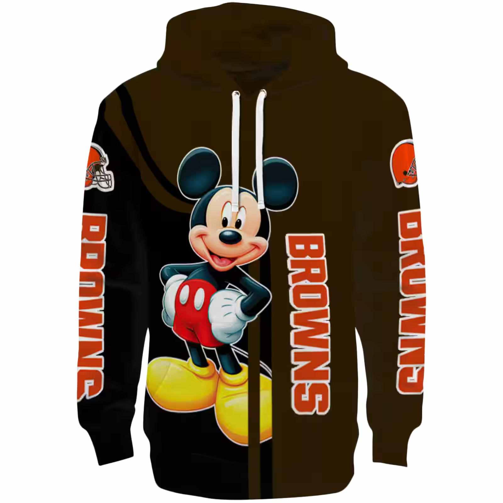 Cleveland Browns Mickey Mouse Brown Black Hoodie