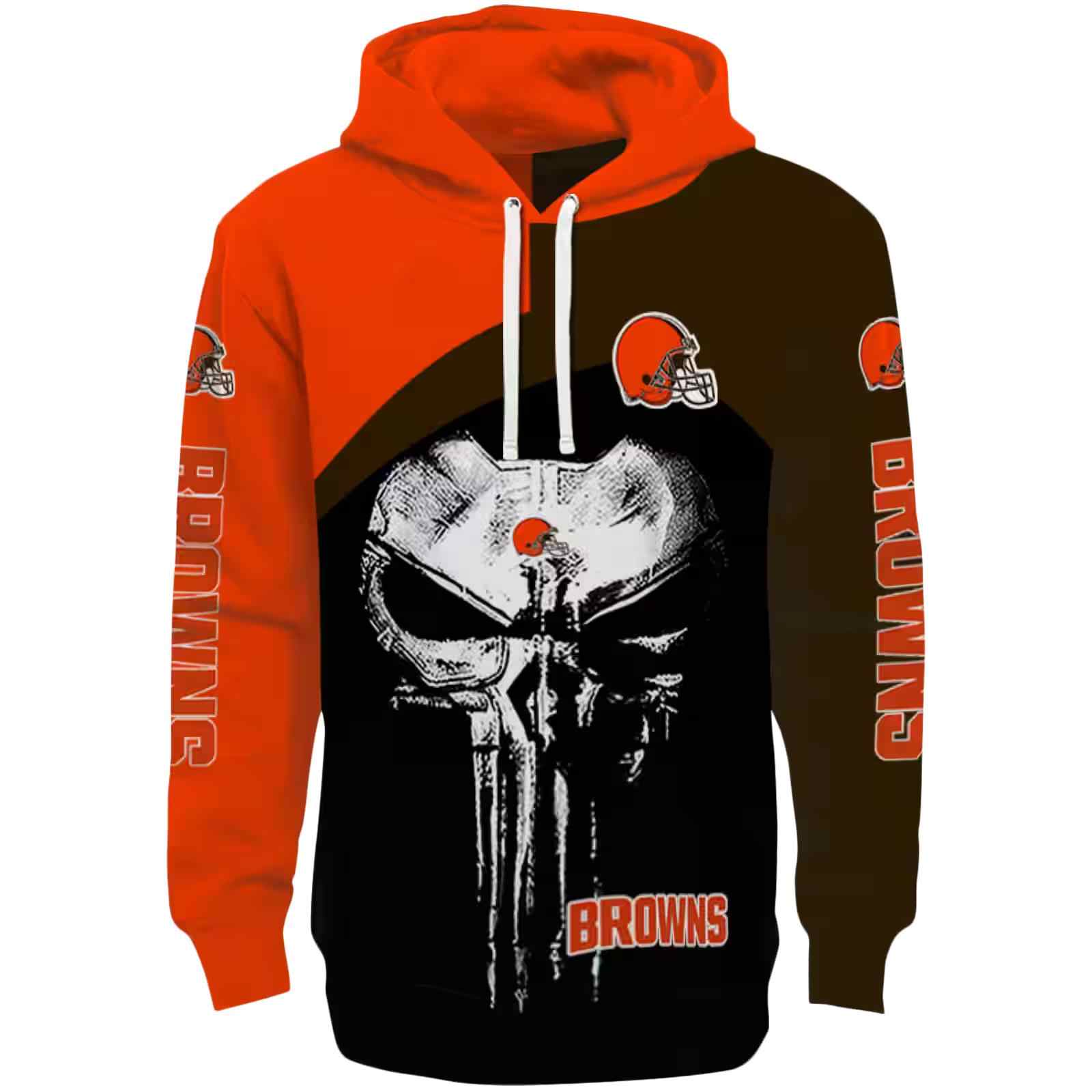 Cleveland Browns Skull Punisher Orange Black Hoodie