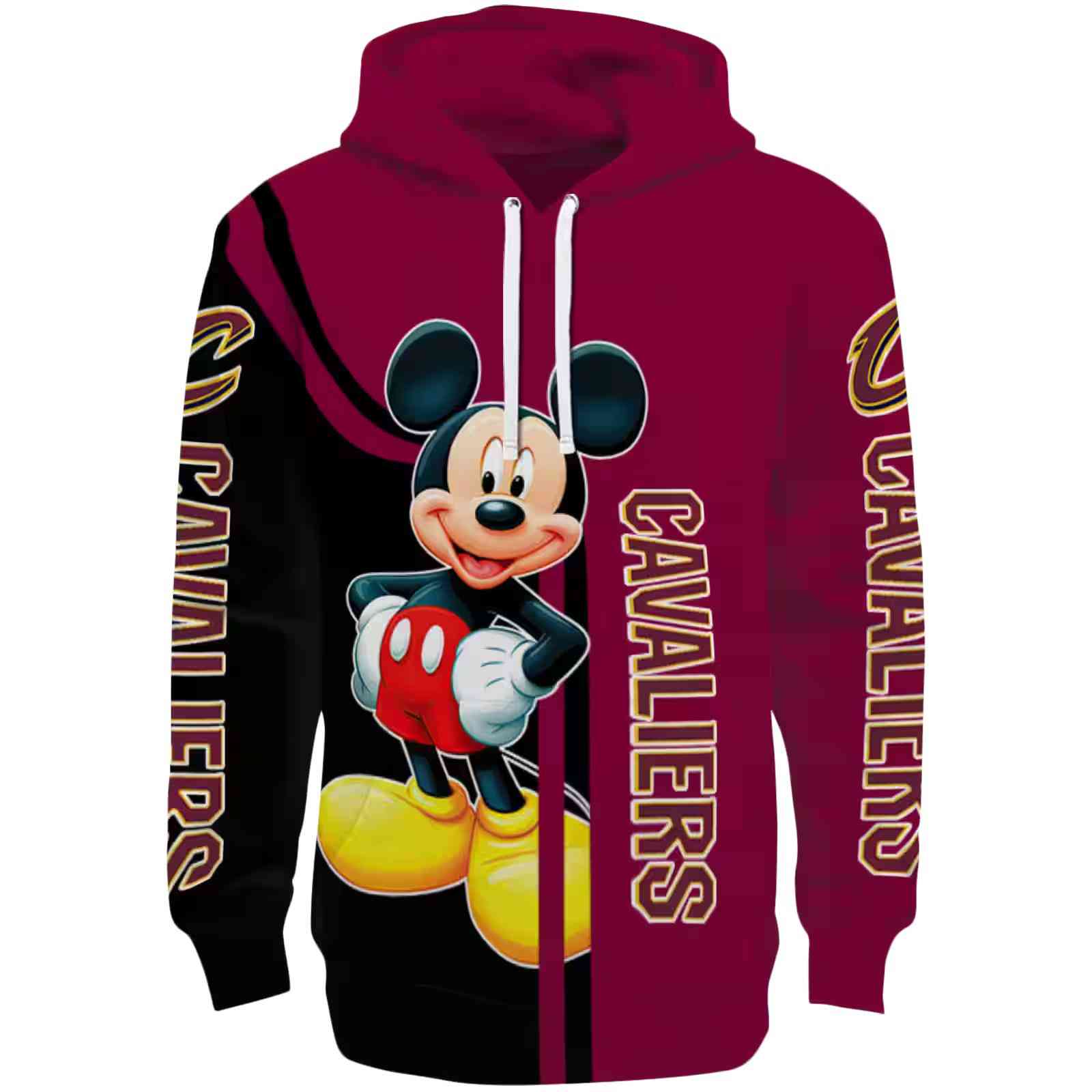 Cleveland Cavaliers Mickey Mouse Wine Black Hoodie