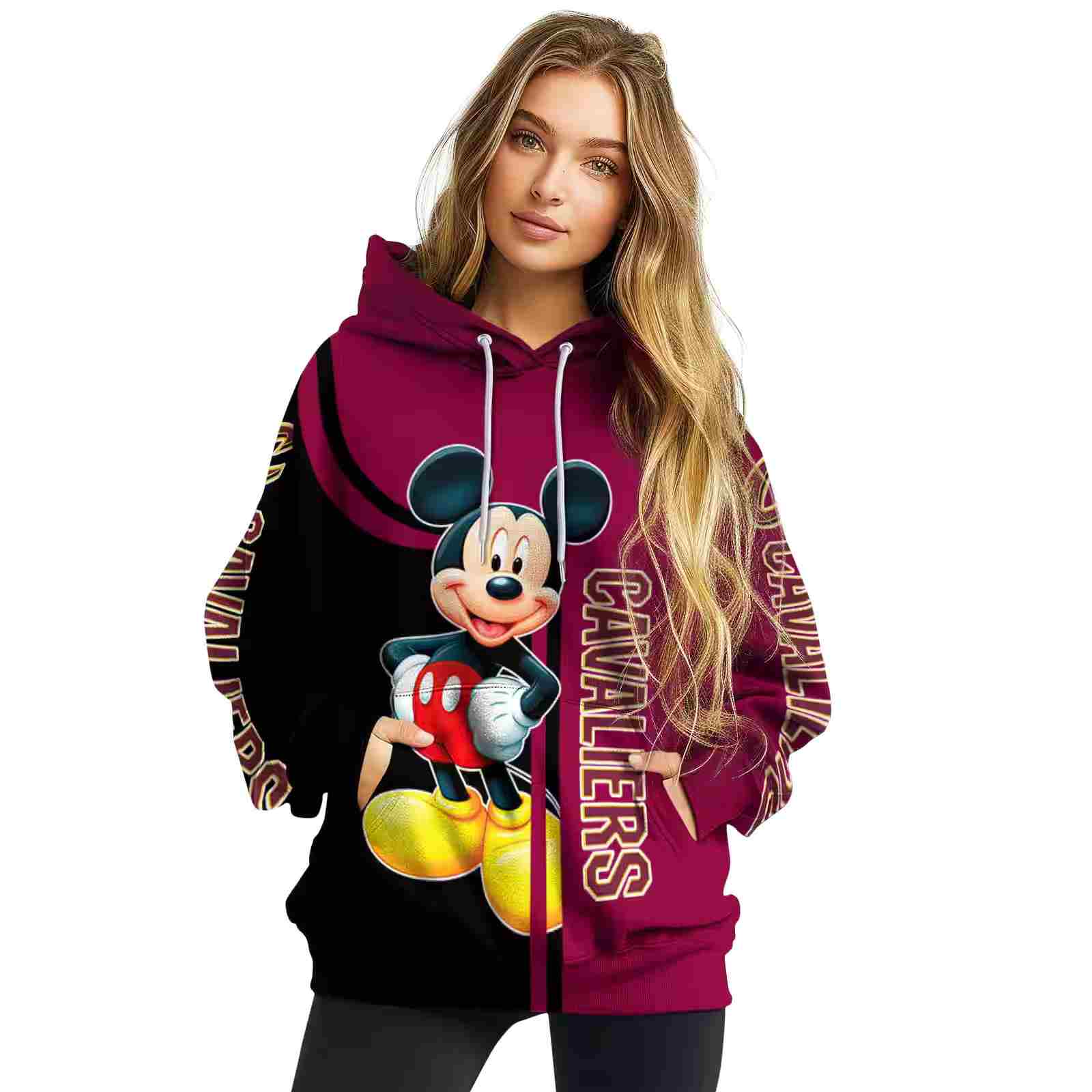 cleveland cavaliers mickey mouse wine black hoodie high quality