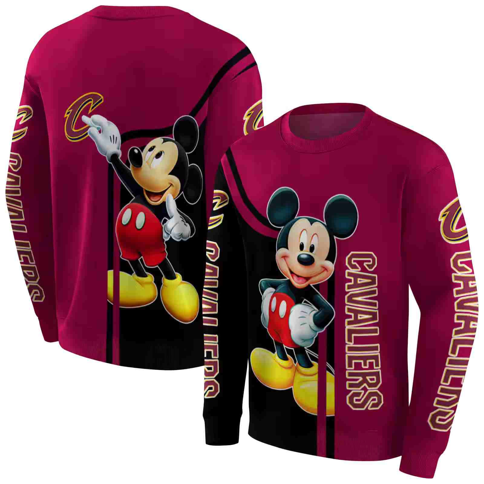 cleveland cavaliers mickey mouse wine black hoodie premium grade