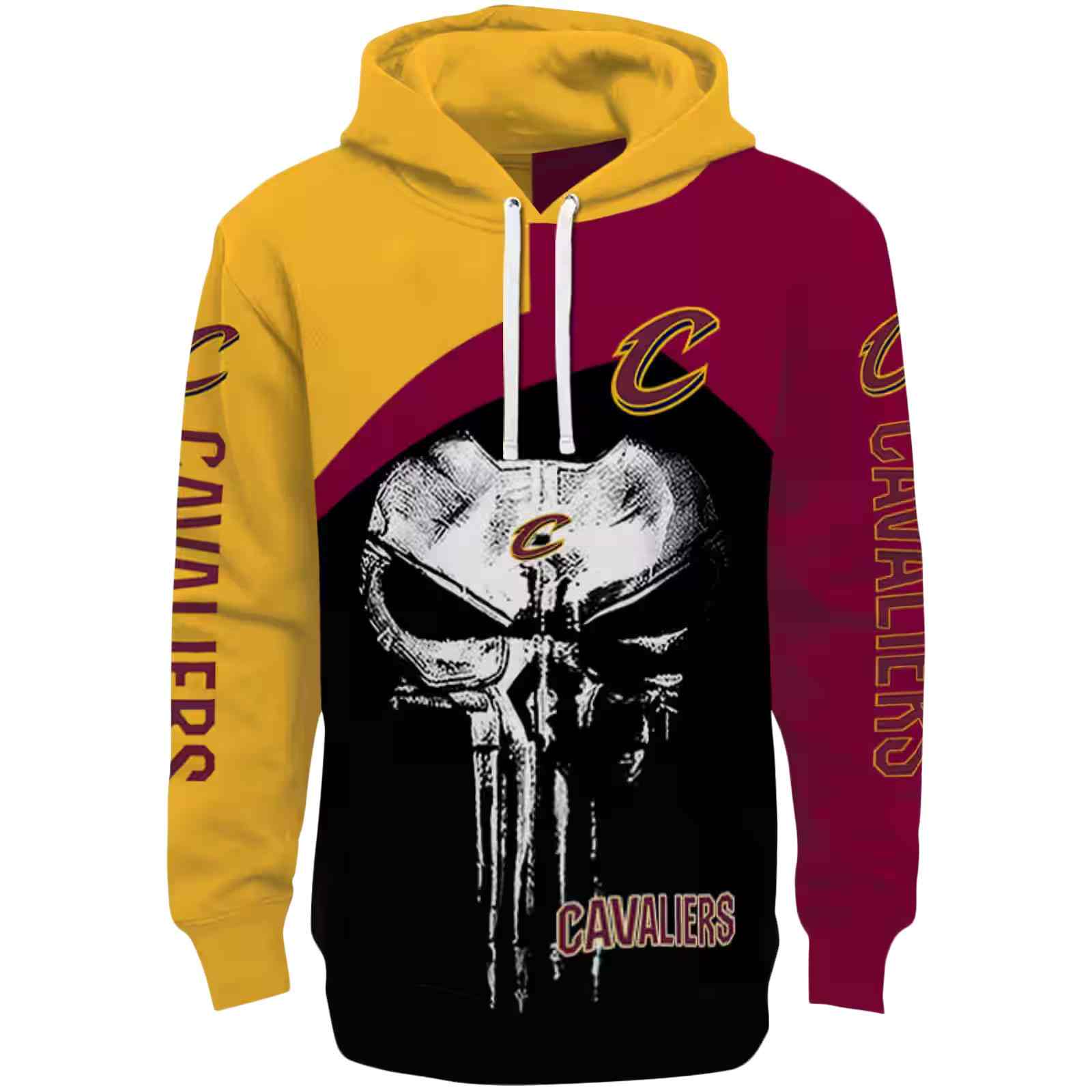 Cleveland Cavaliers Skull Punisher Gold Black Hoodie