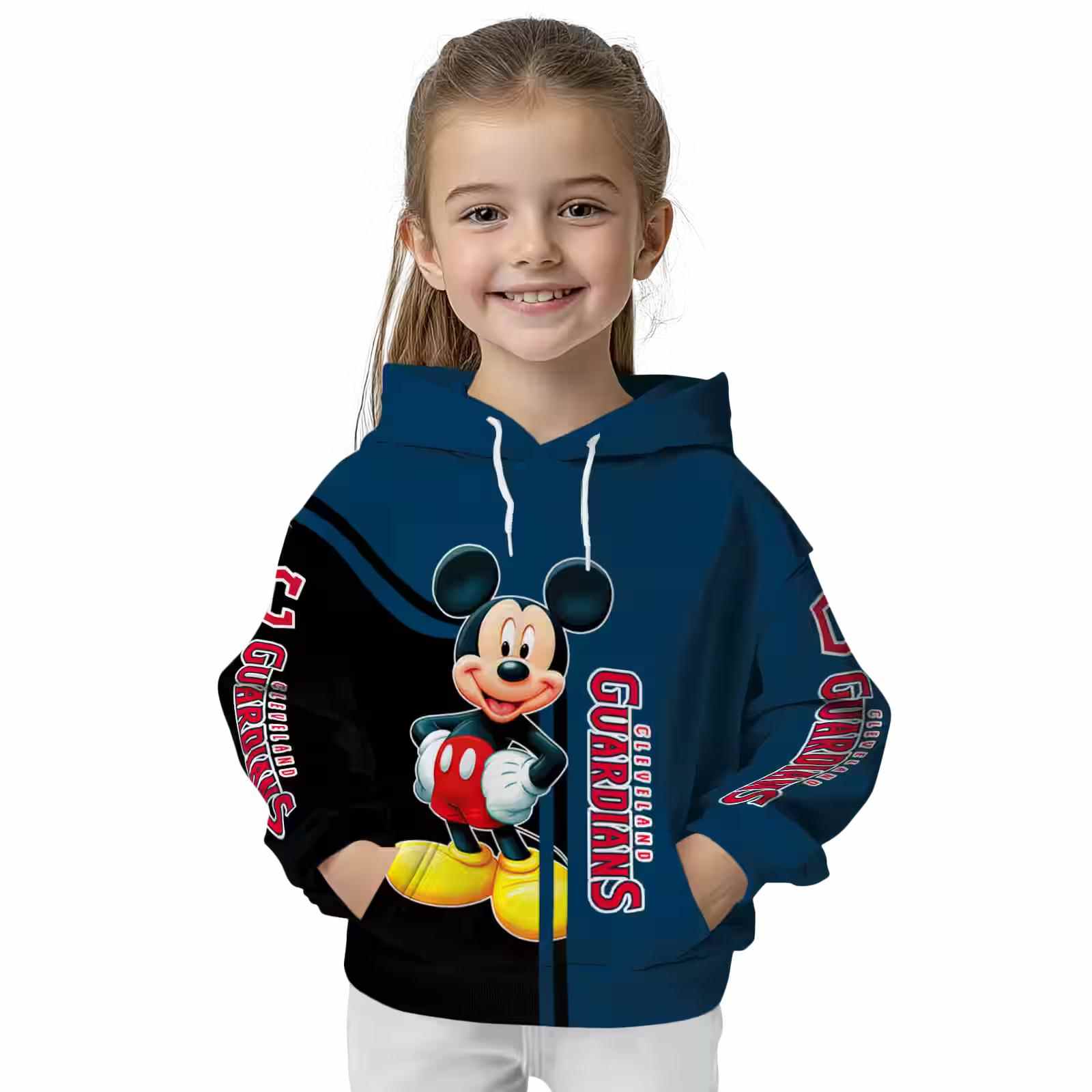 cleveland guardians mickey mouse navy blue black hoodie top rated