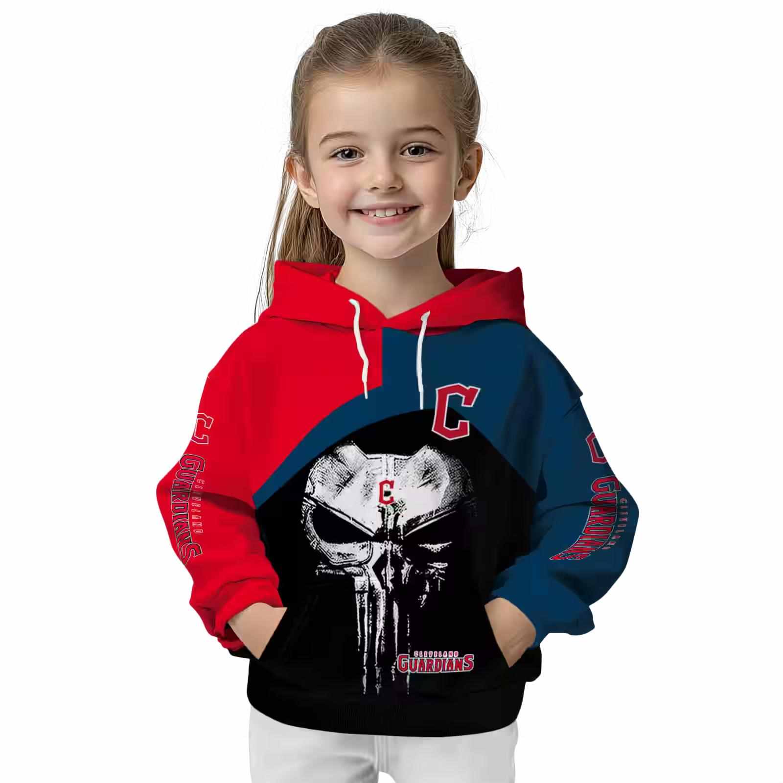 cleveland guardians skull punisher red black hoodie top rated