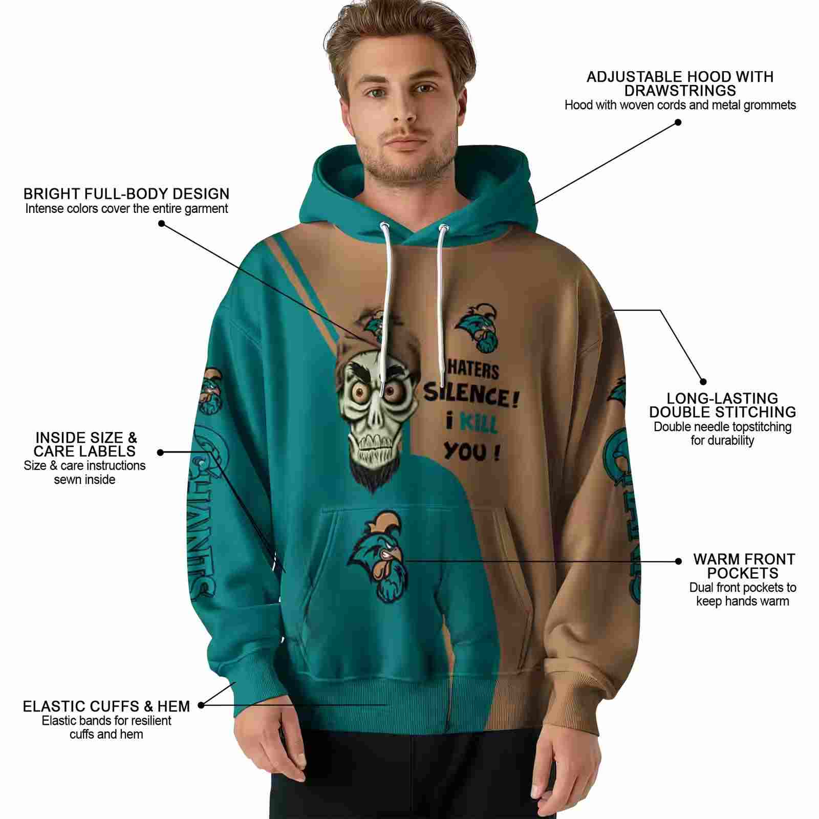coastal carolina chanticleers achmed skull green hoodie latest model