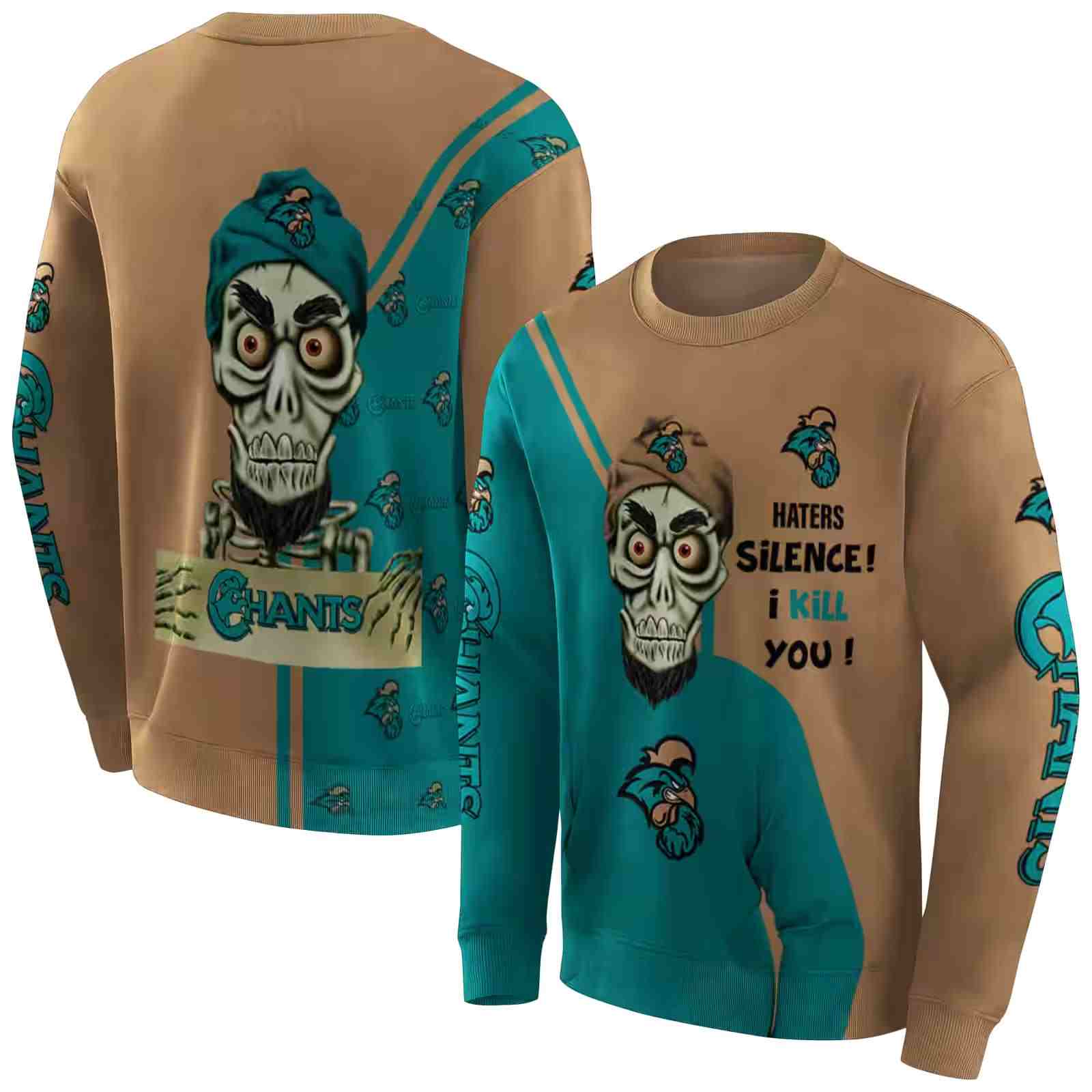 coastal carolina chanticleers achmed skull green hoodie premium grade