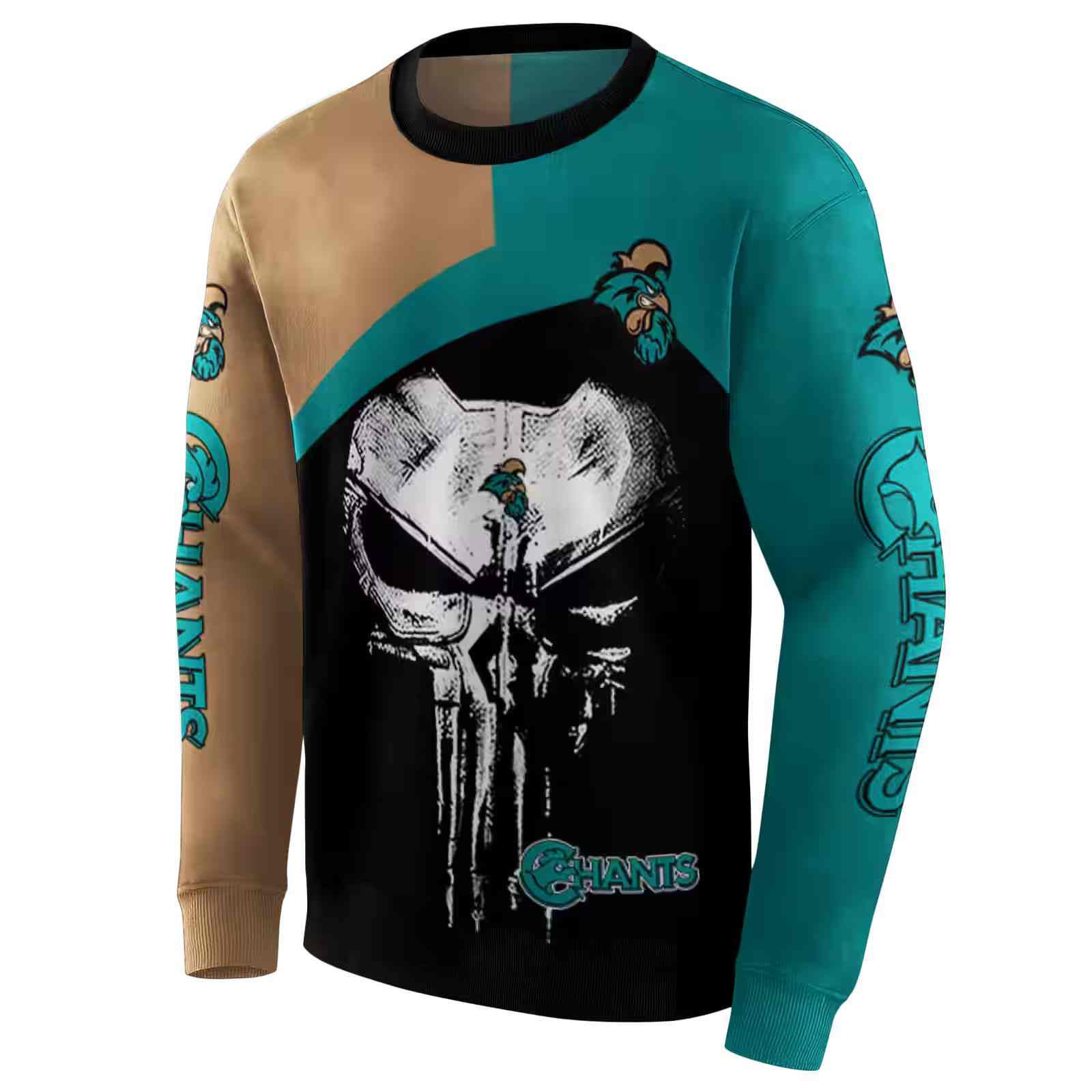coastal carolina chanticleers skull punisher gold black hoodie new arrival