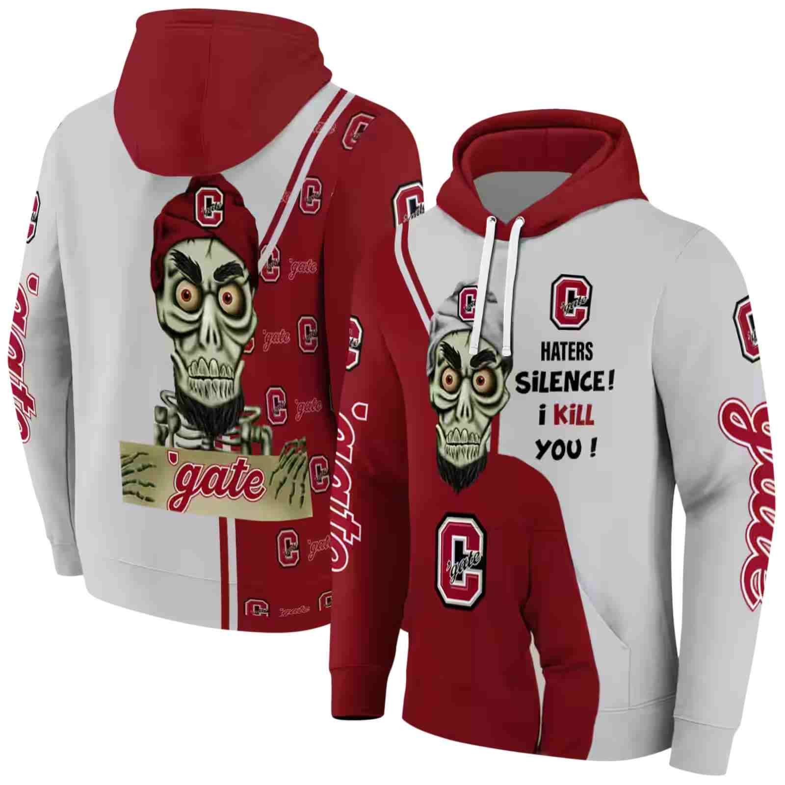 colgate raiders achmed skull maroon hoodie fashion forward