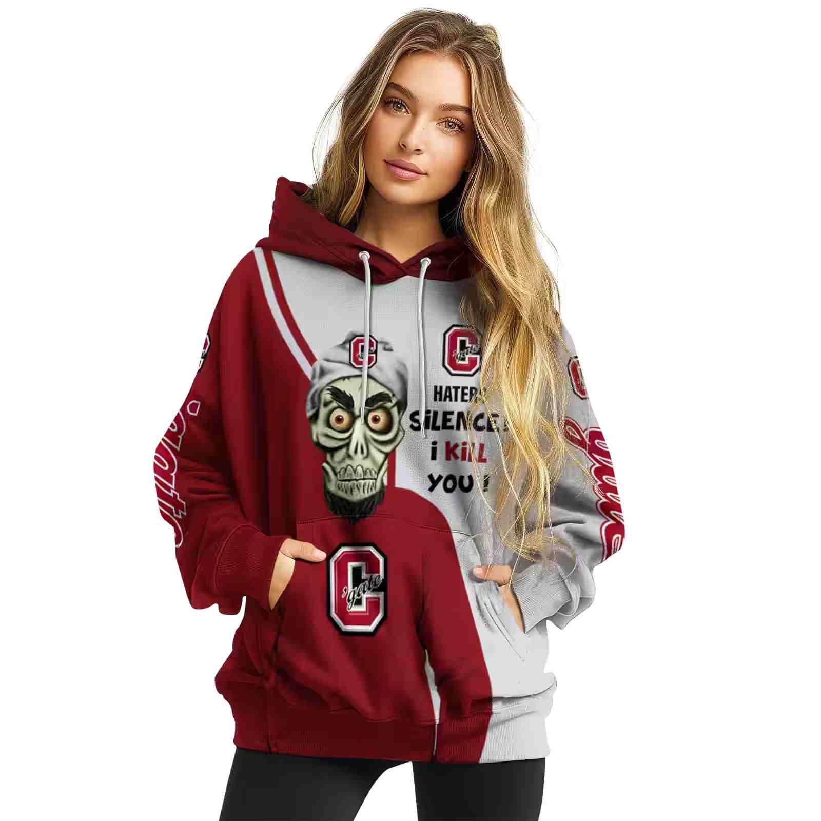 colgate raiders achmed skull maroon hoodie high quality