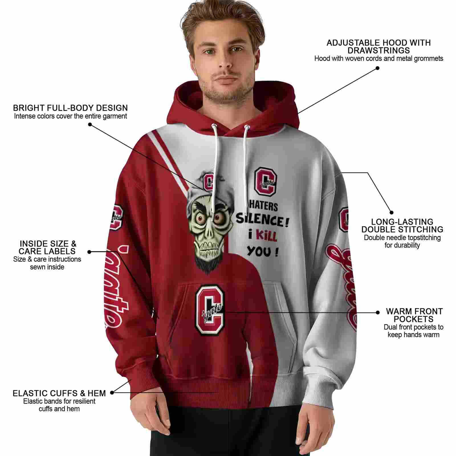 colgate raiders achmed skull maroon hoodie latest model